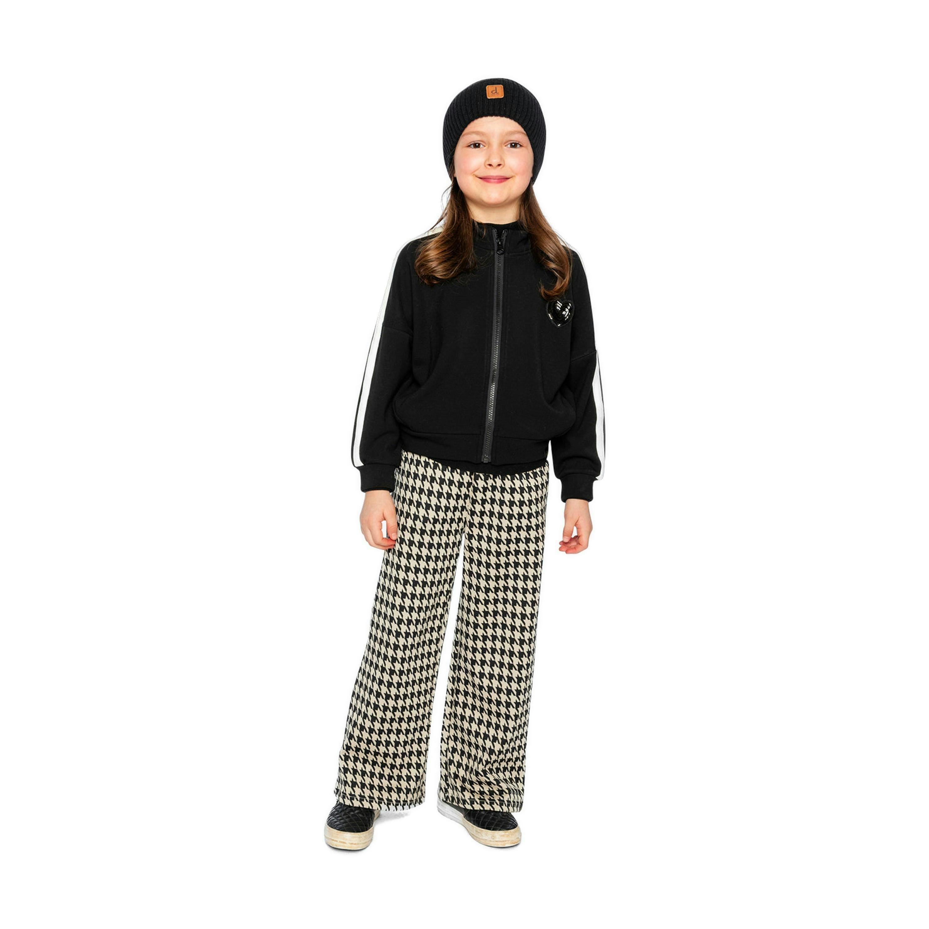 Flare Pants Black And Beige Houndstooth , view 6 of 6