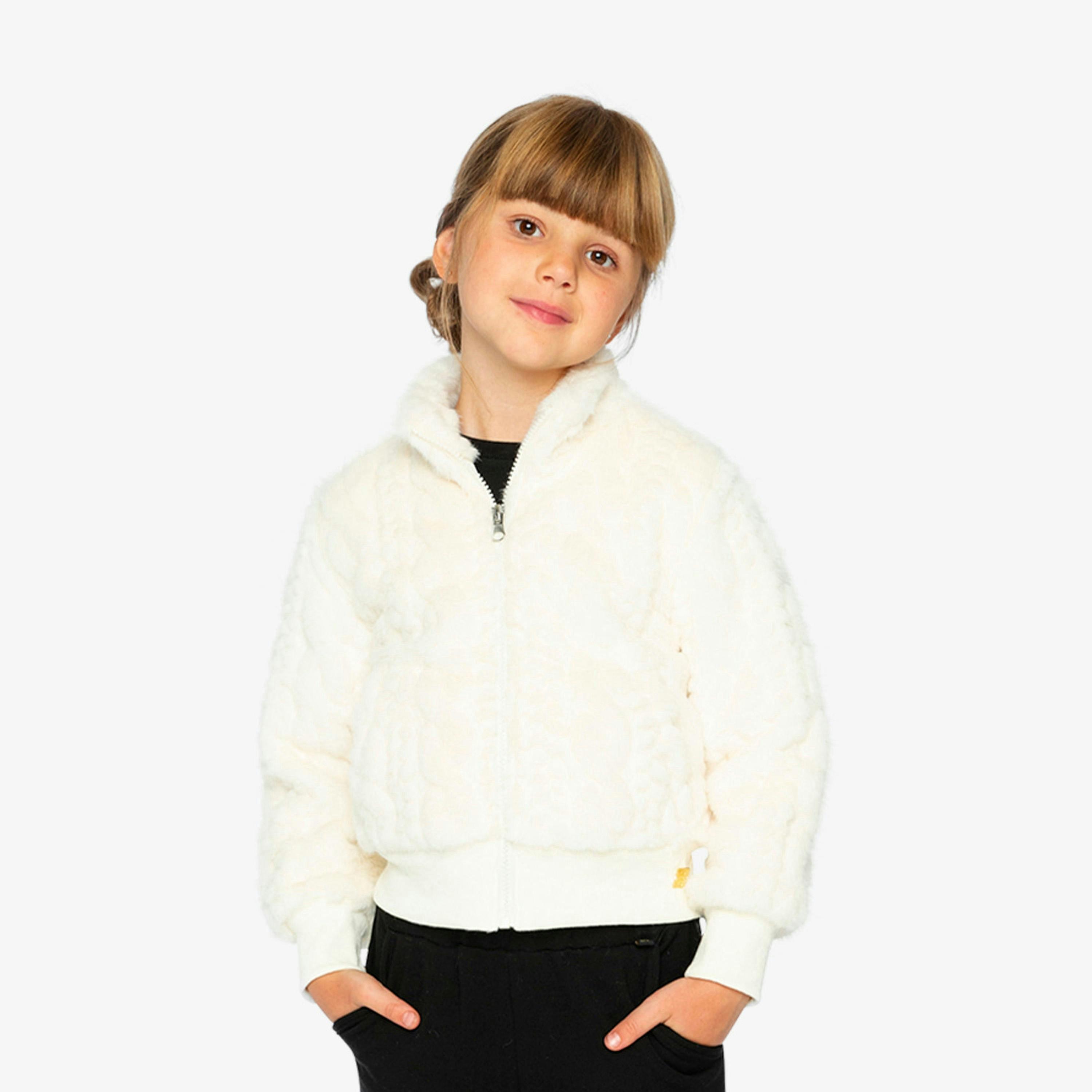 Faux Fur Jacquard Jacket Beige , view 3 of 6