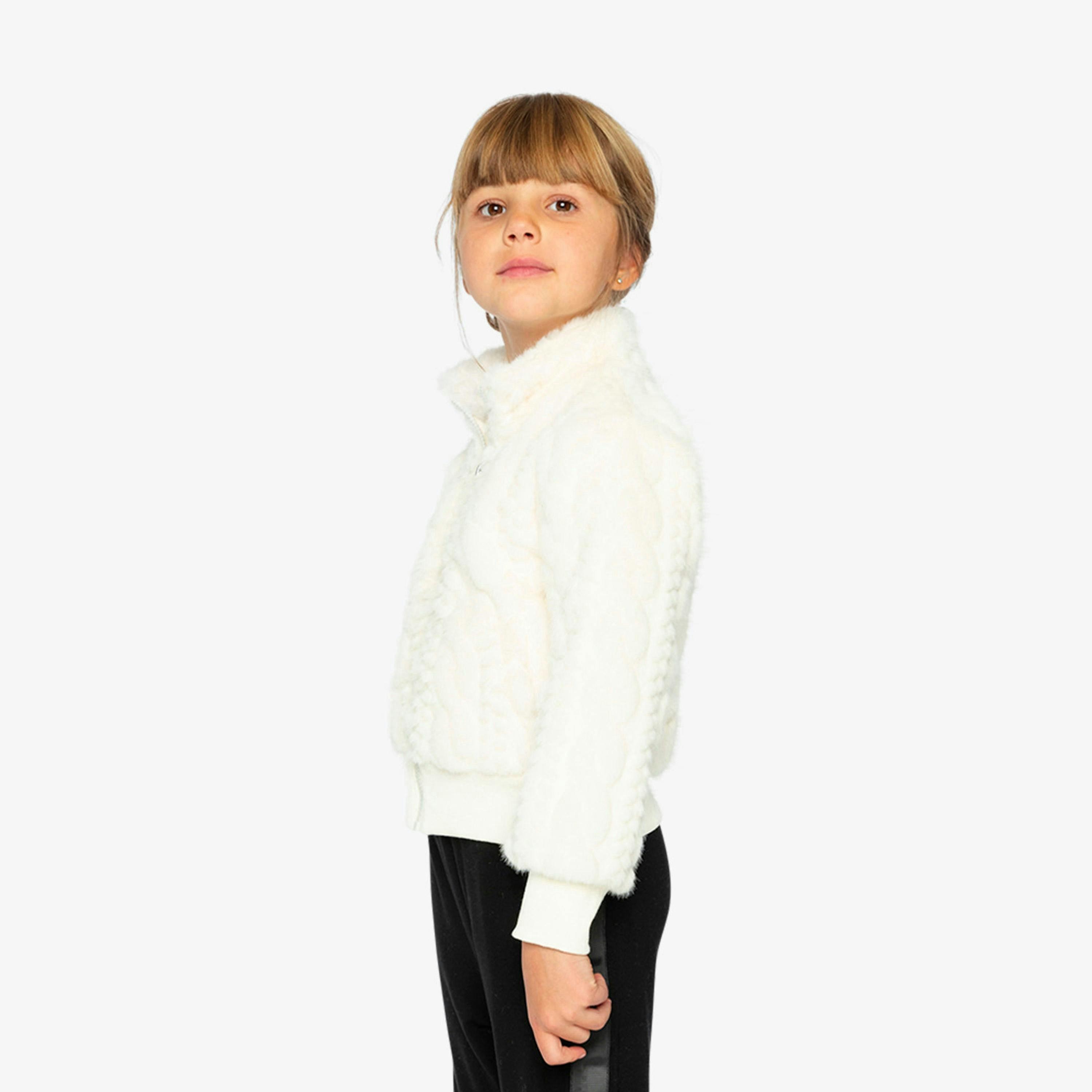 Faux Fur Jacquard Jacket Beige , view 4 of 6