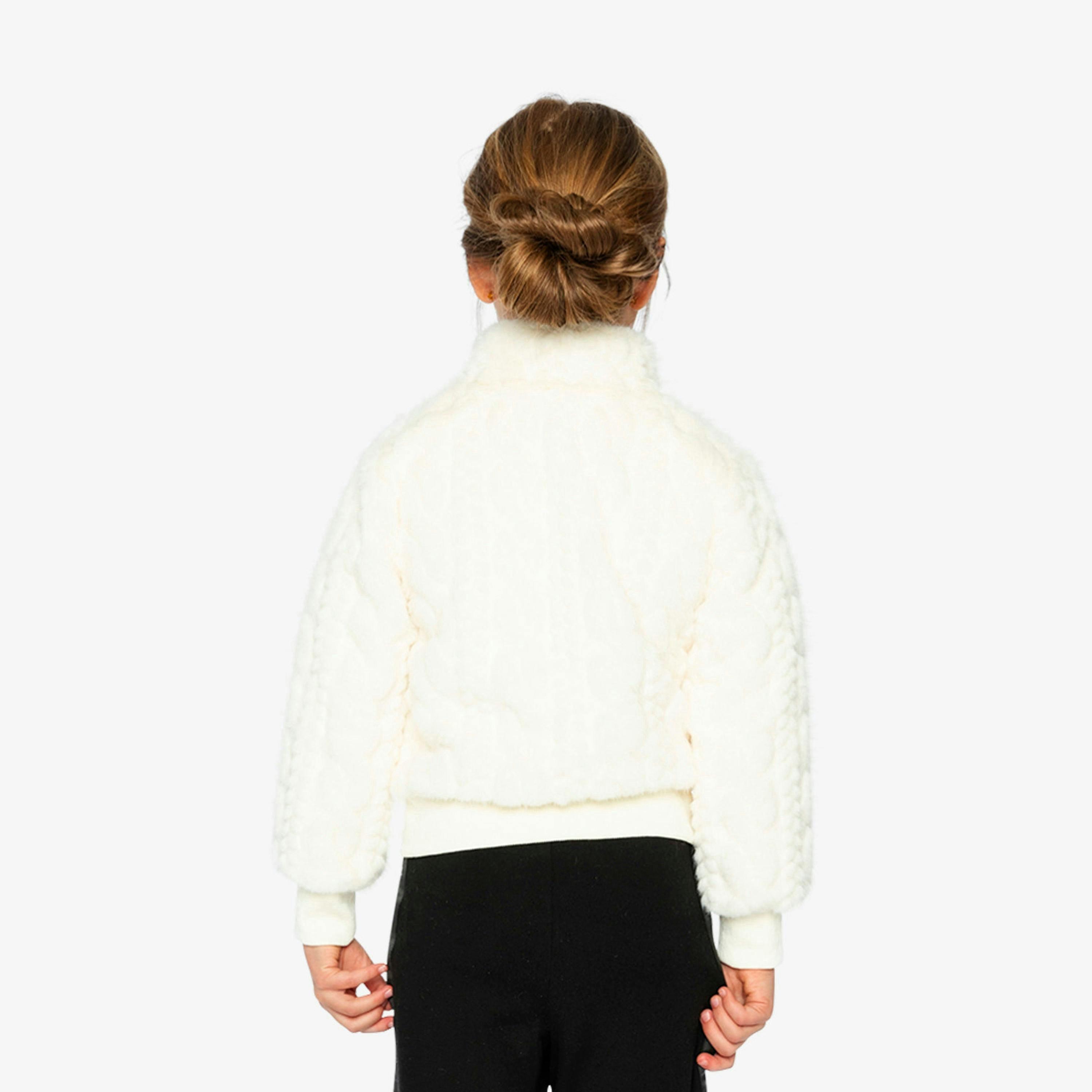 Faux Fur Jacquard Jacket Beige , view 5 of 6