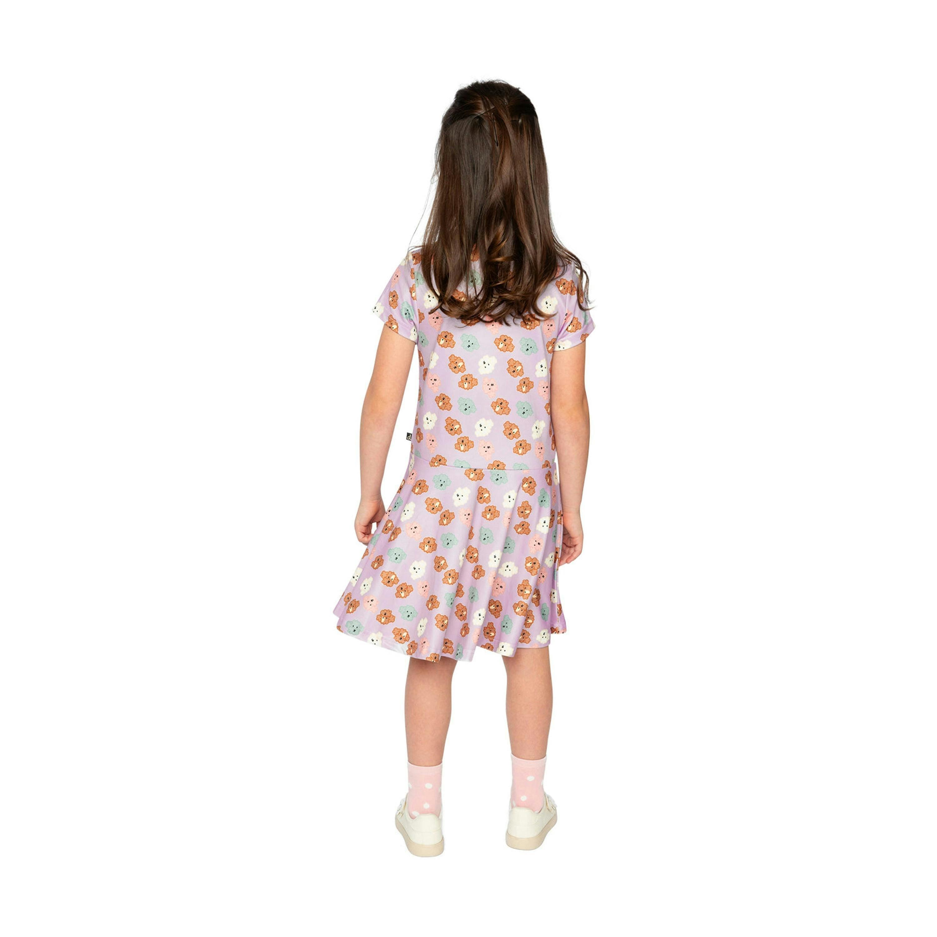 Short Sleeve Jersey Dress Purple Poodle Print , view 4 of 6