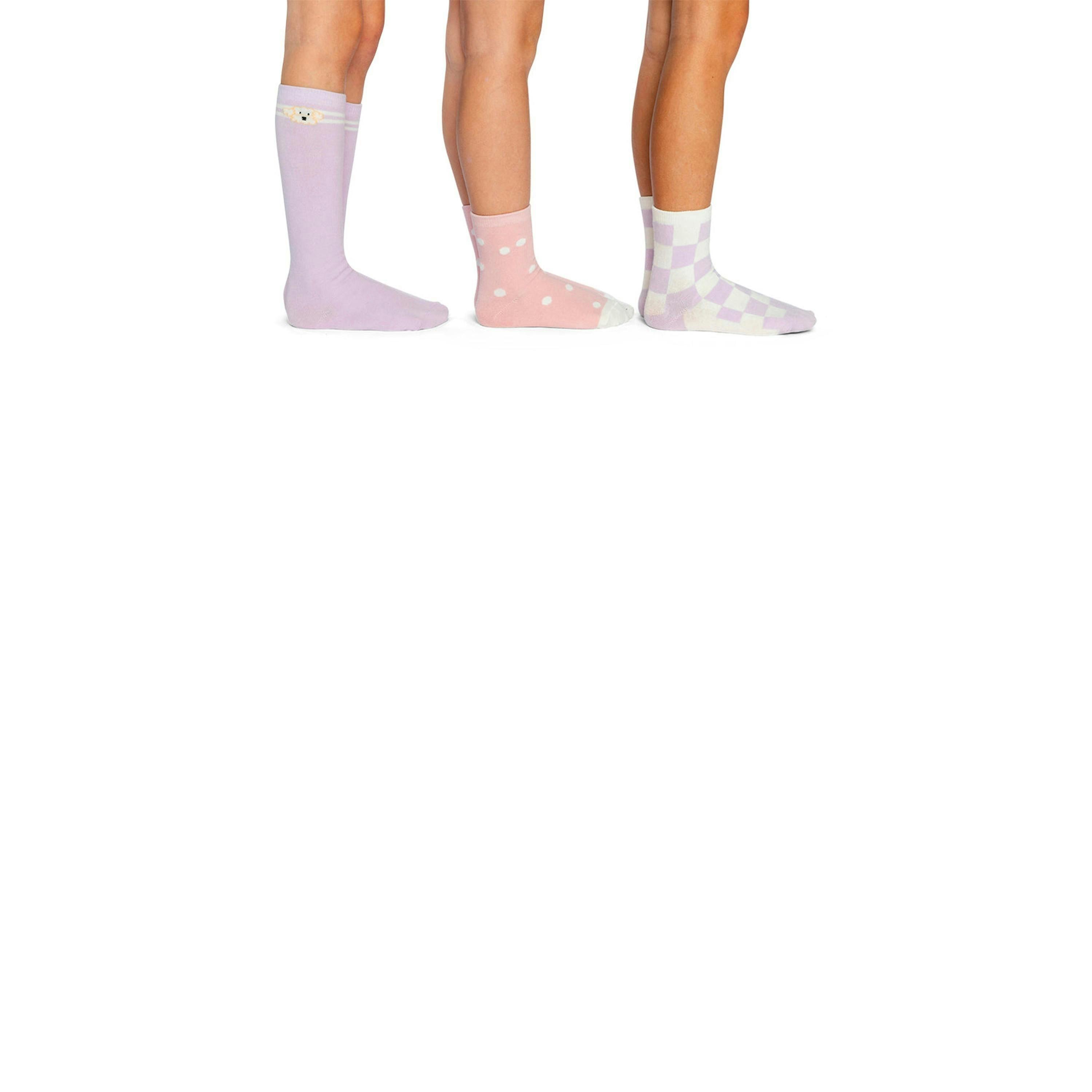 Socks (3 Pairs) Lavender, Pink, And White , view 2 of 4