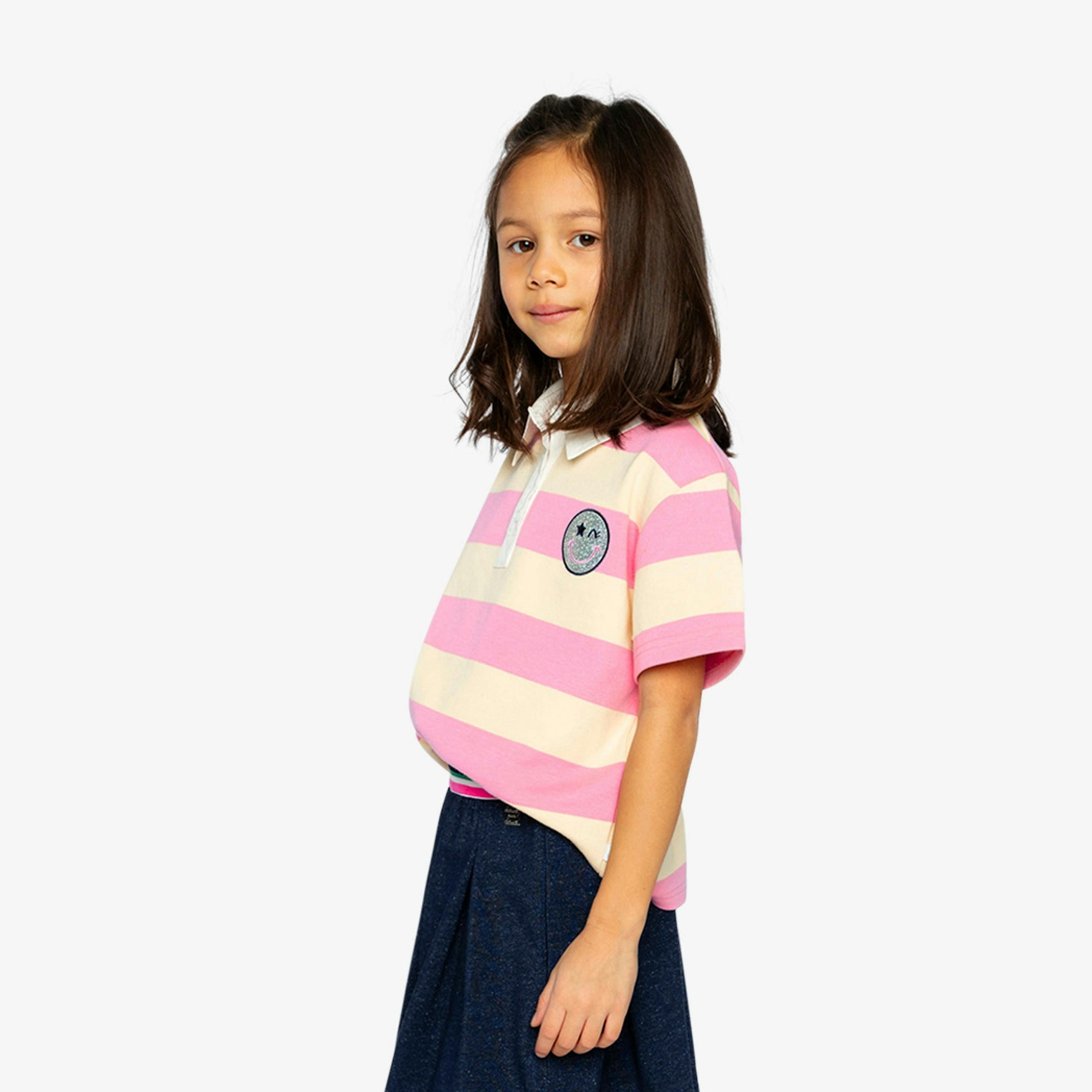 Polo Top Pink And Beige Stripes , view 5 of 6
