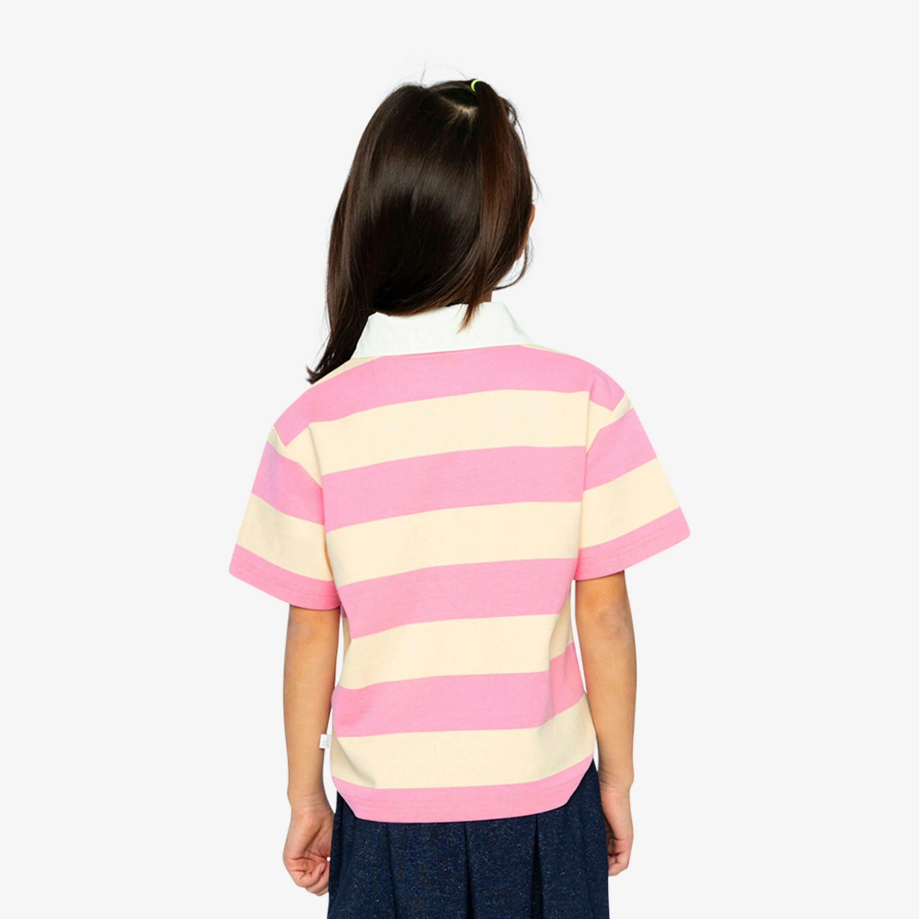 Polo Top Pink And Beige Stripes , view 6 of 6