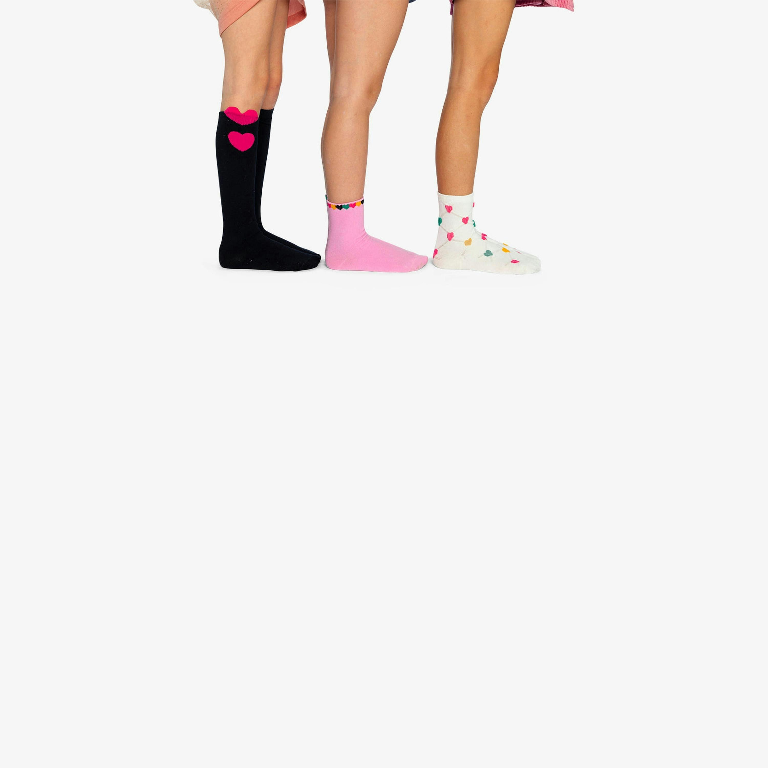 Socks (3 Pairs) Dark Blue, Pink And Beige , view 2 of 4