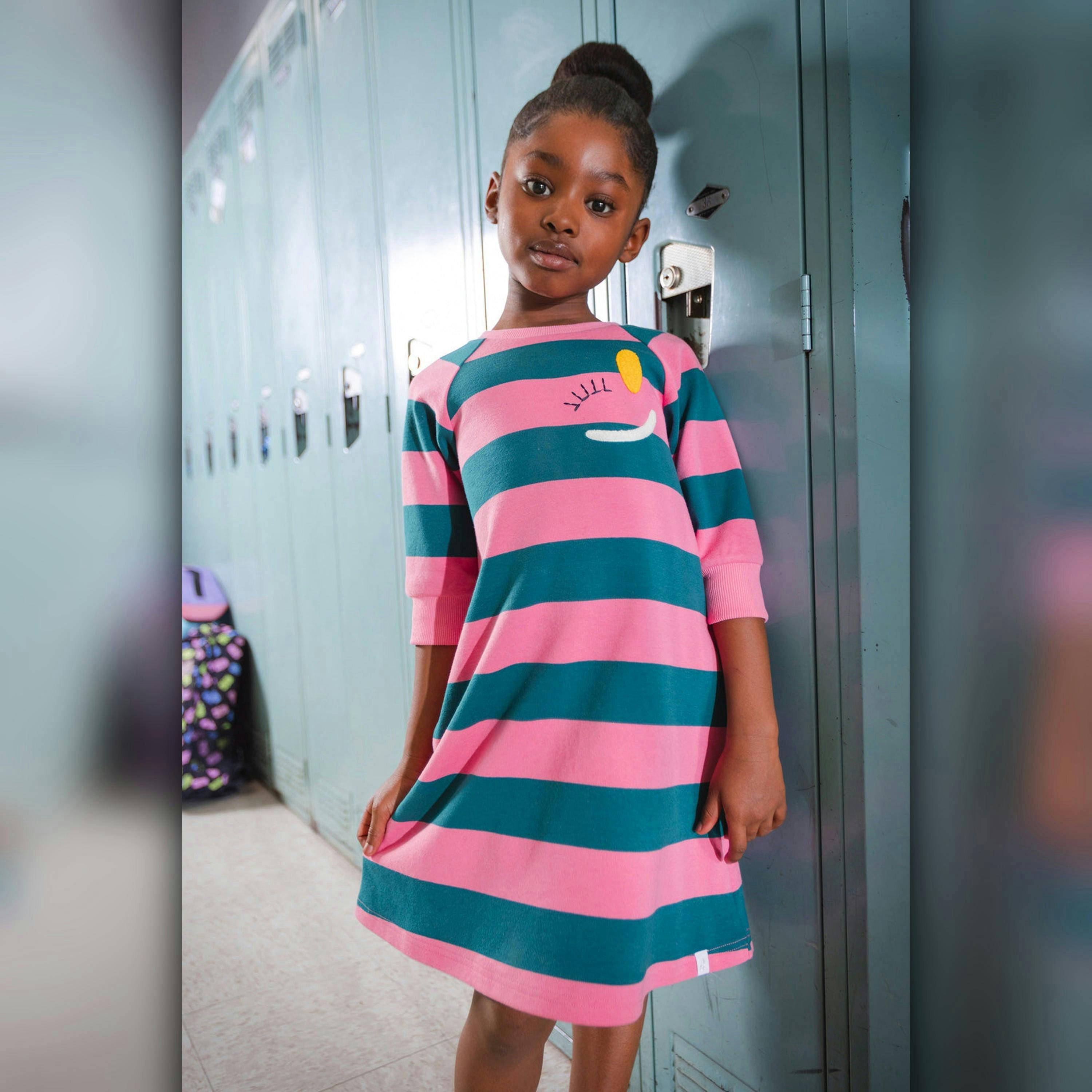Engineer Stripe Dress Pink And Green Stripes , view 2 of 6