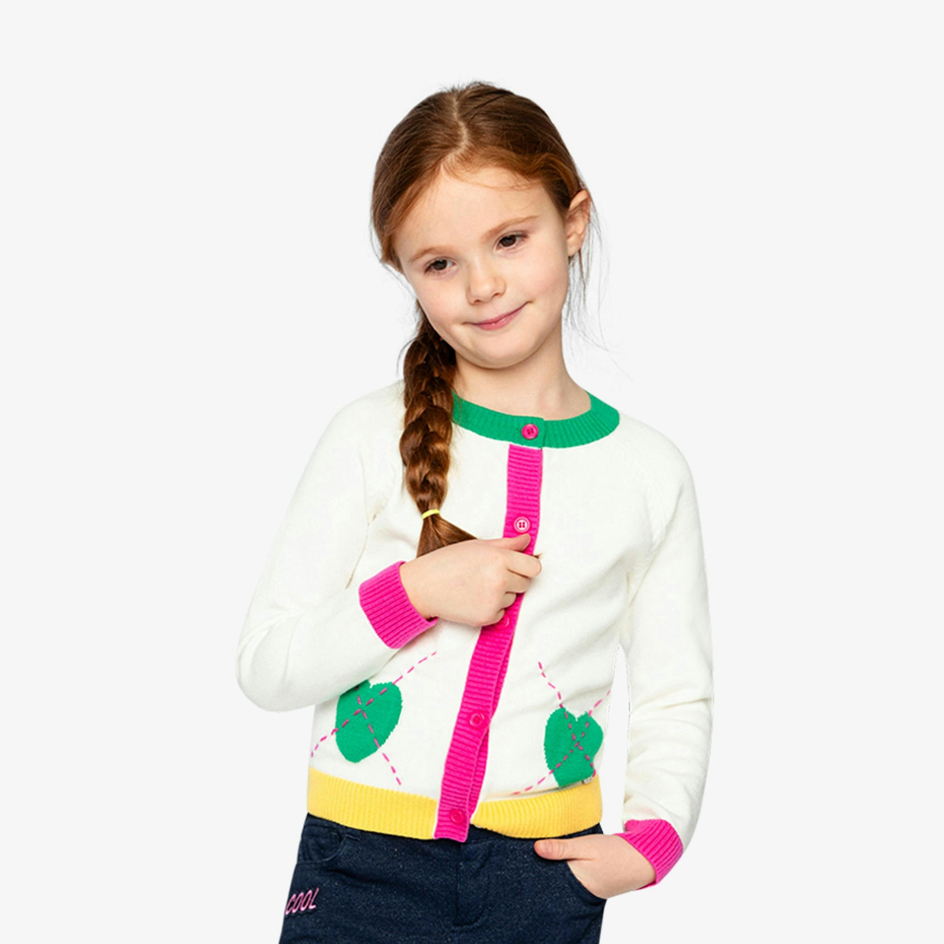 Knitted Cardigan Off-White, Green And Pink , view 2 of 6