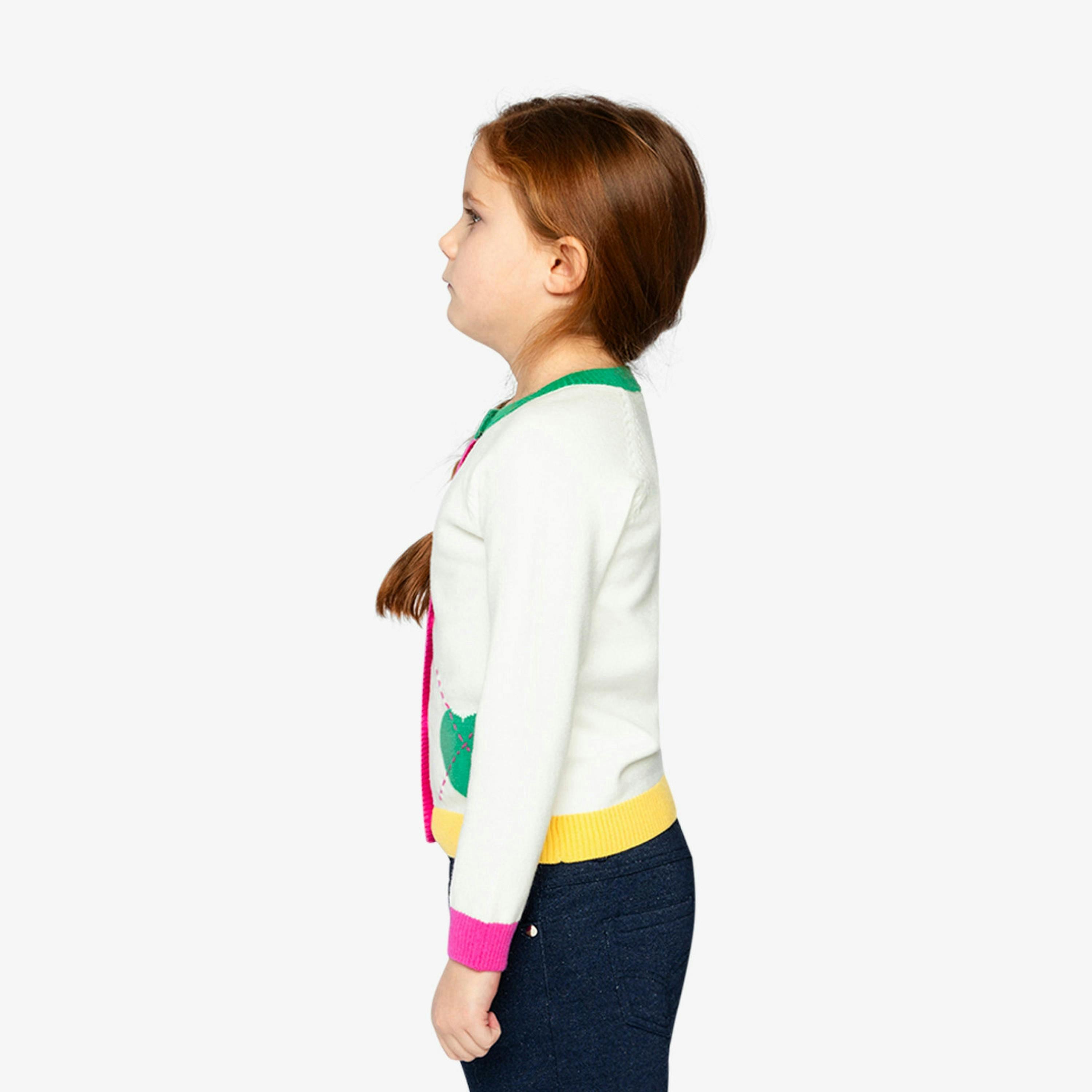 Knitted Cardigan Off-White, Green And Pink , view 3 of 6