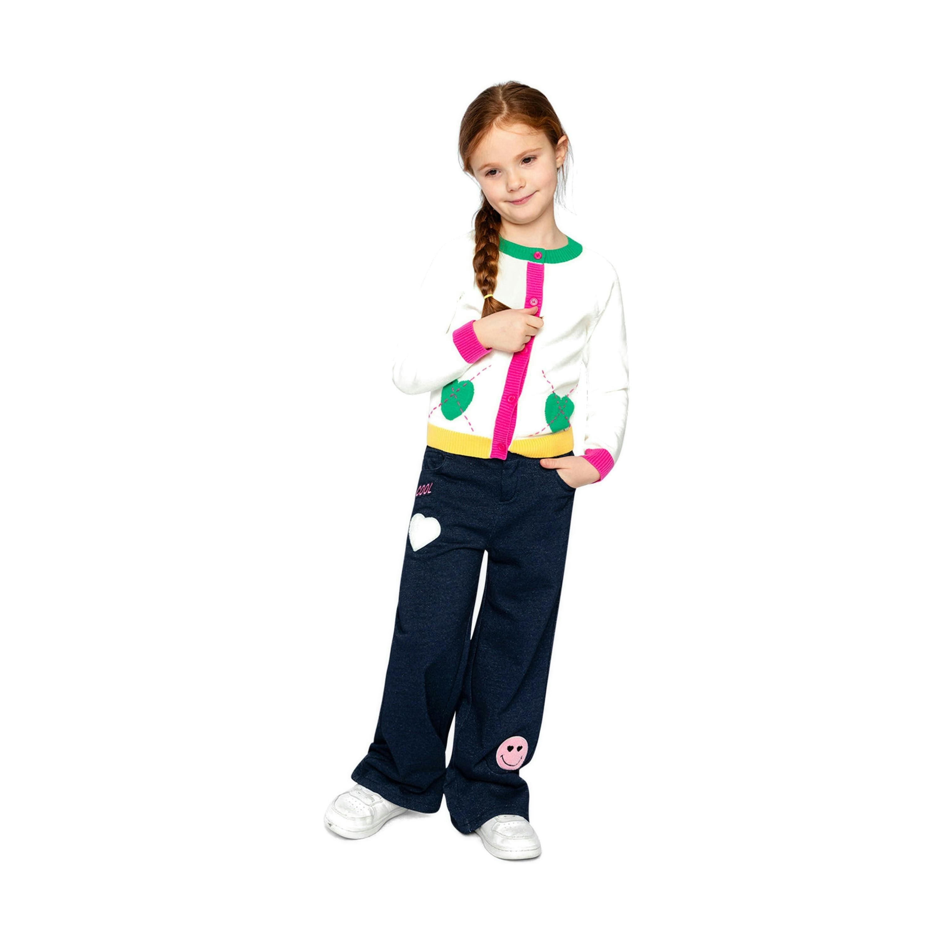 Knitted Cardigan Off-White, Green And Pink , view 5 of 6