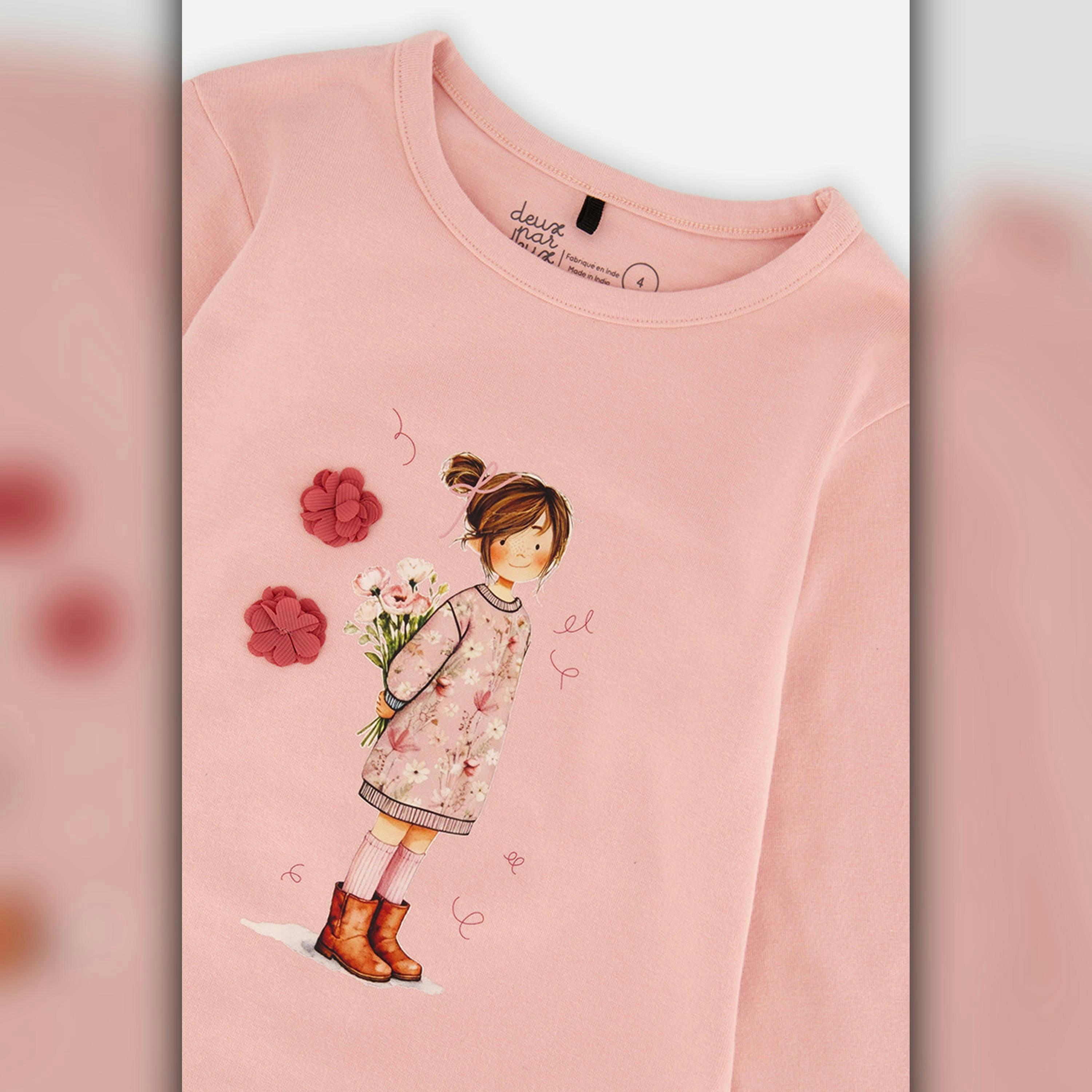 Organic Cotton Jersey T-Shirt Pale Dusty Pink , view 5 of 6