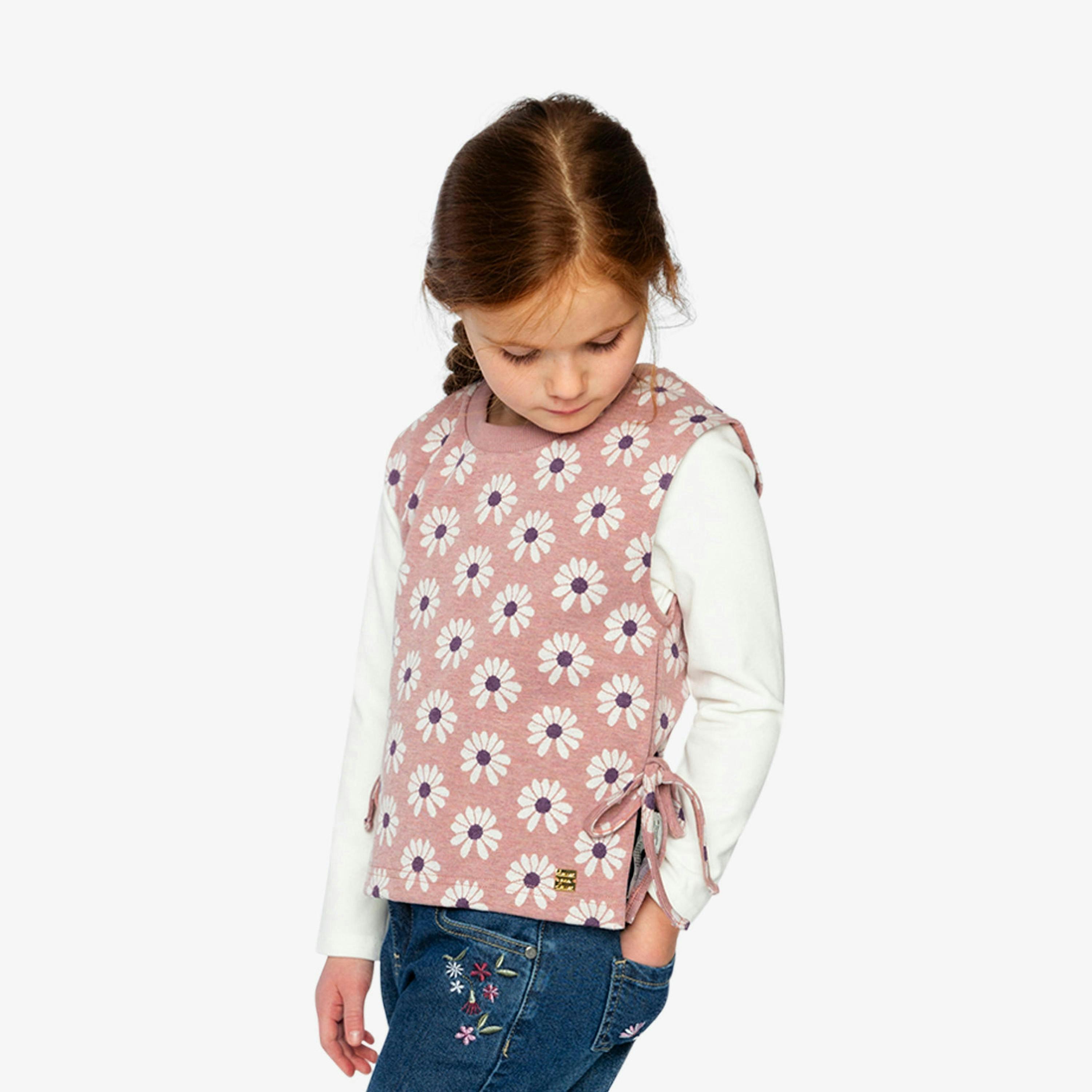 Jacquard Vest Pink Printed Flowers , view 2 of 5