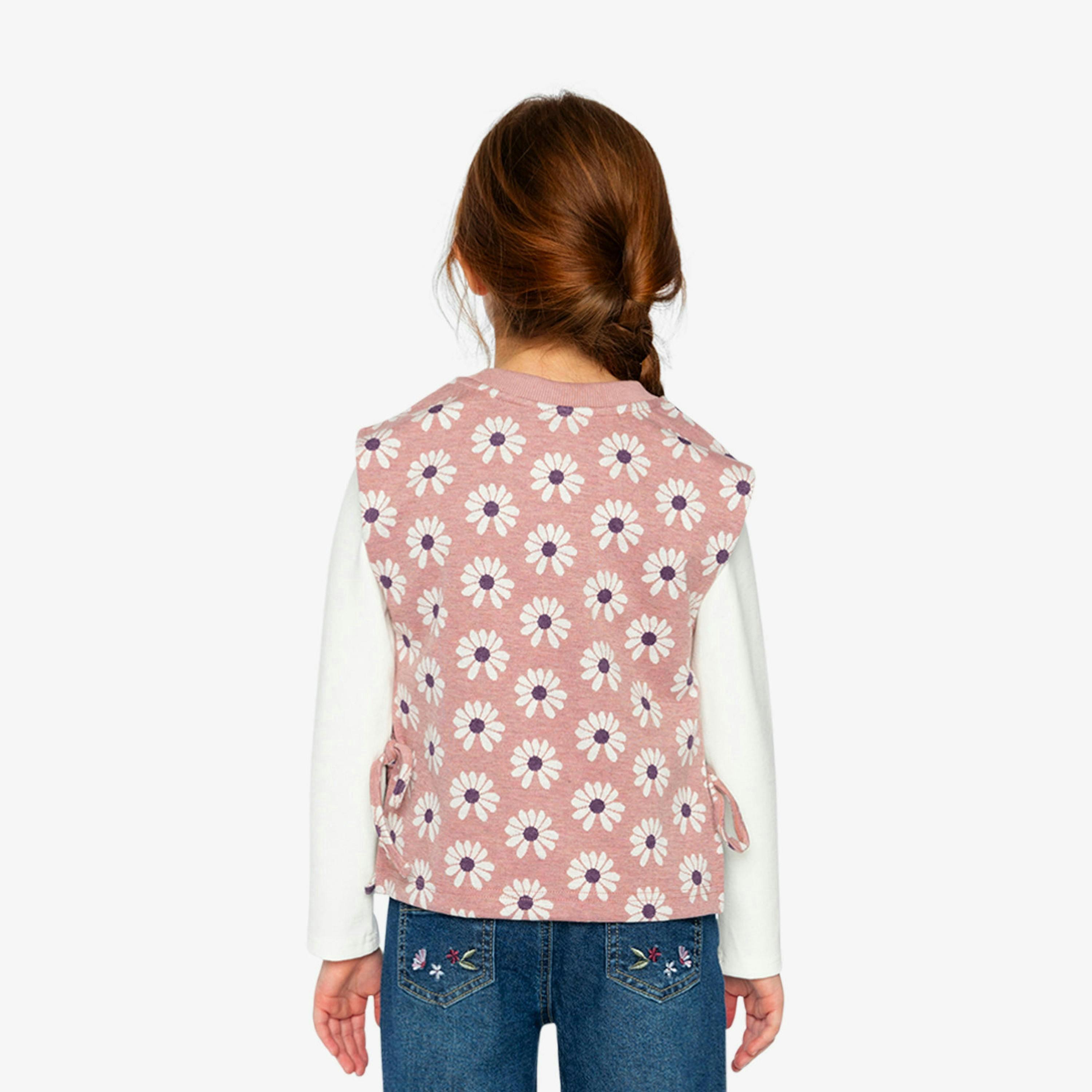 Jacquard Vest Pink Printed Flowers , view 3 of 5