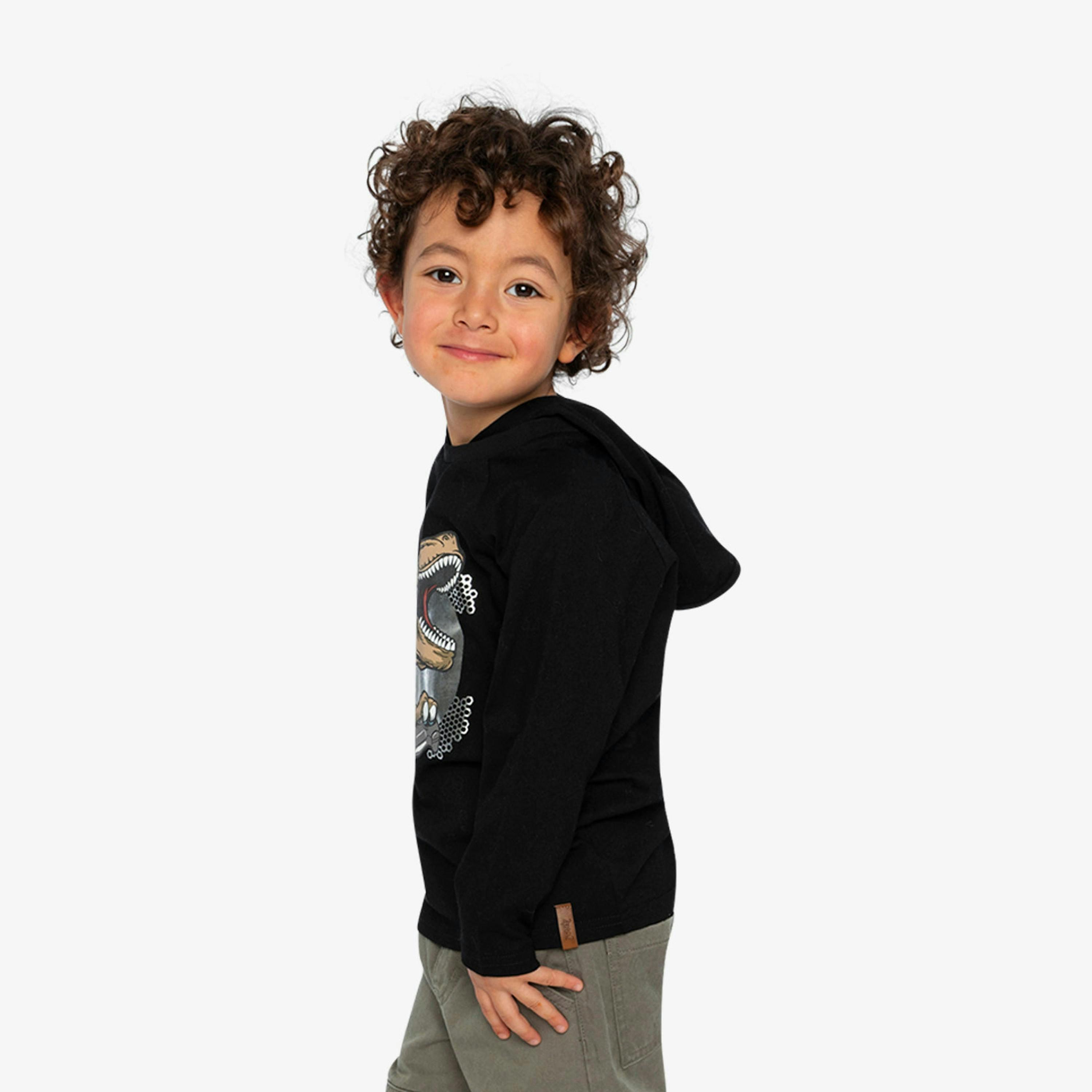 Raglan Hooded T-Shirt Black And Brown , view 3 of 5