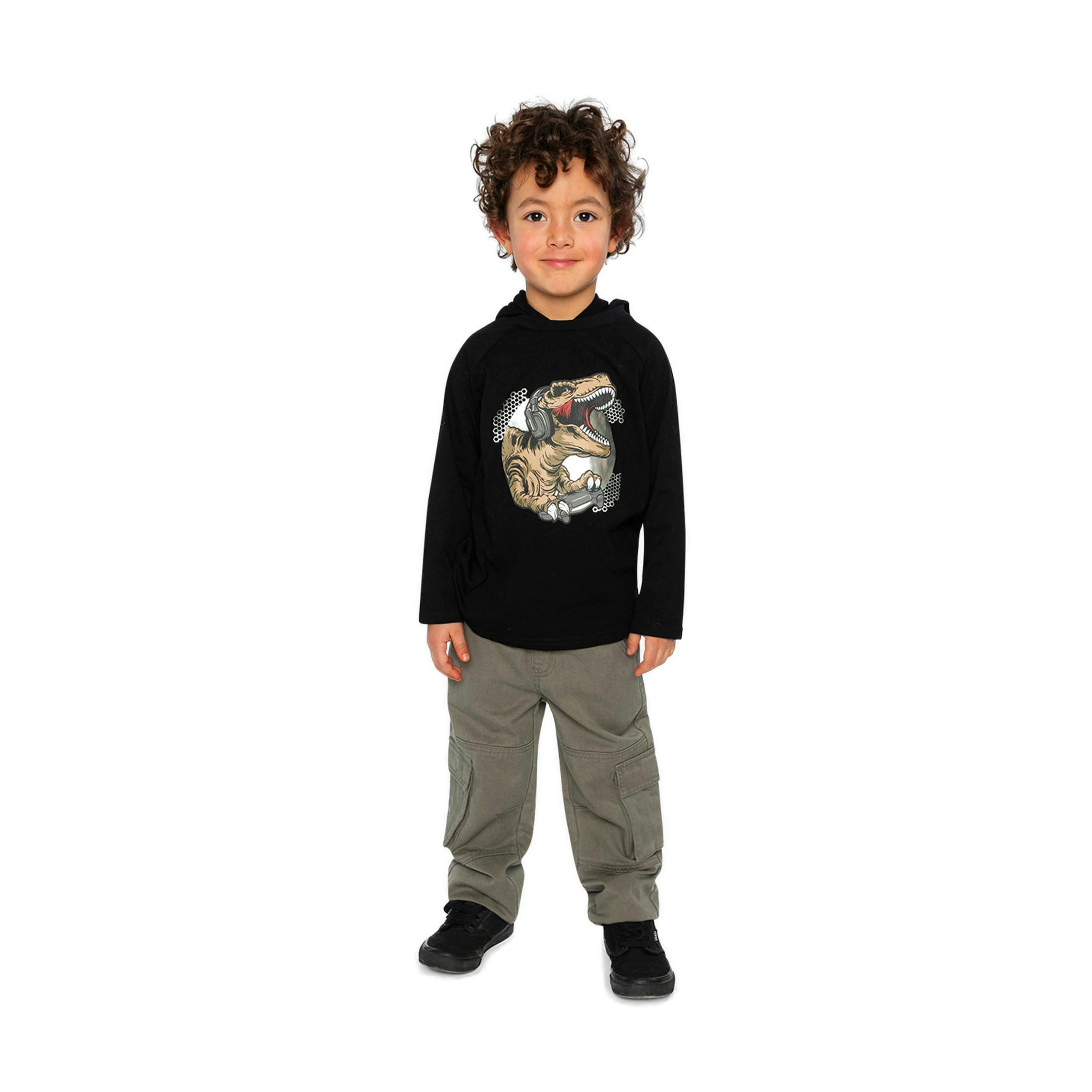 Raglan Hooded T-Shirt Black And Brown , view 4 of 5