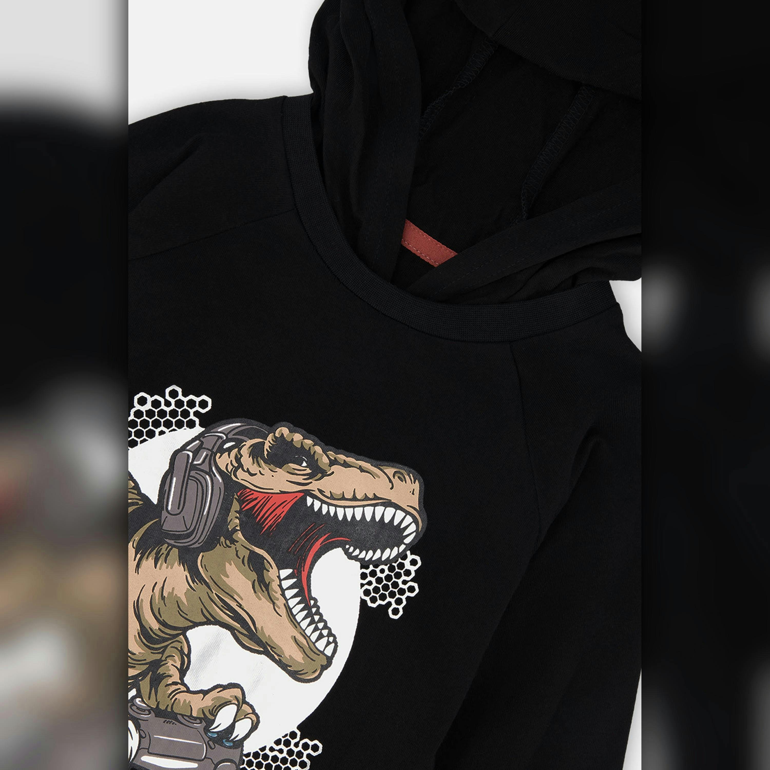 Raglan Hooded T-Shirt Black And Brown , view 5 of 5