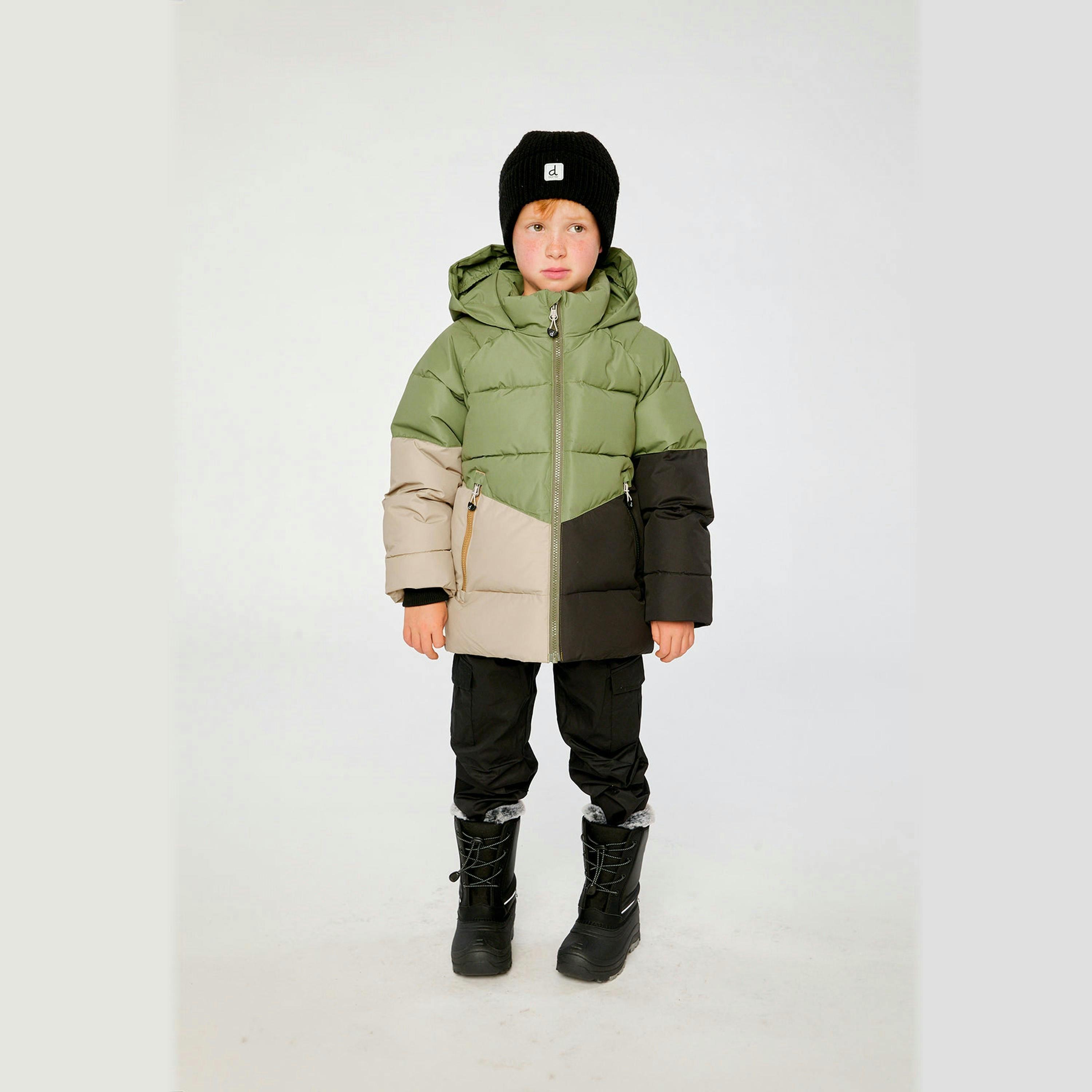 Color-Block Winter Jacket Olive Green , view 2 of 6