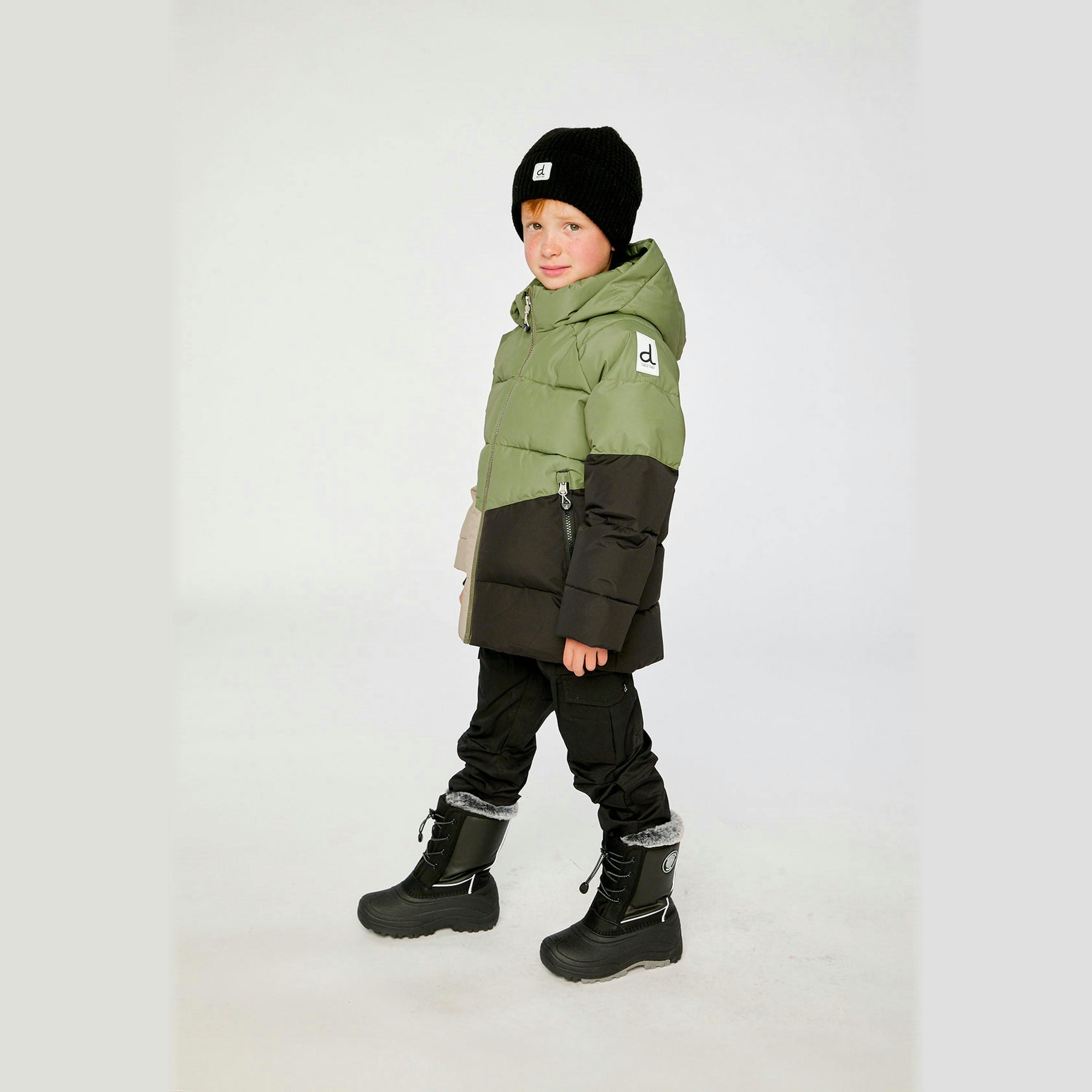 Color-Block Winter Jacket Olive Green , view 3 of 6