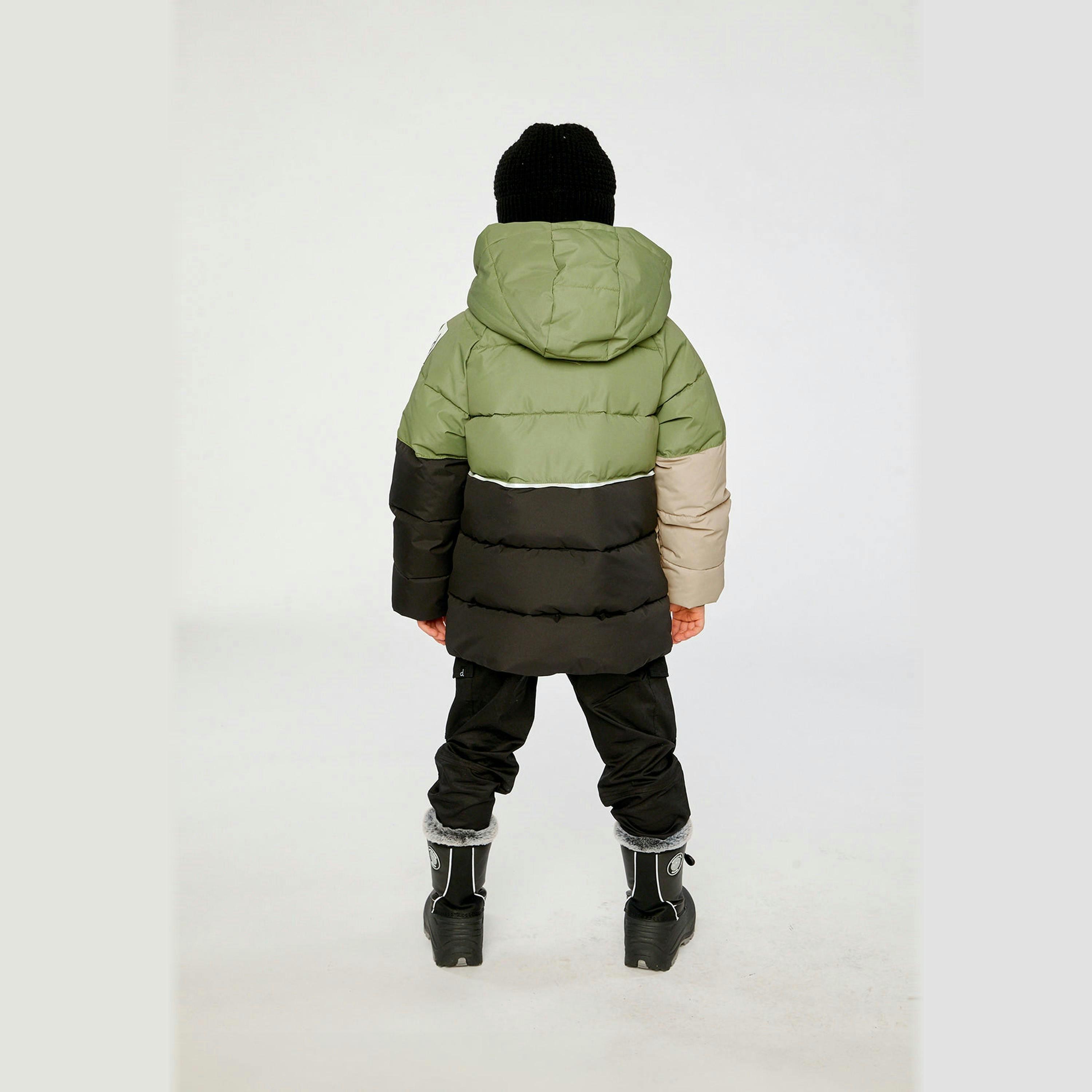 Color-Block Winter Jacket Olive Green , view 4 of 6