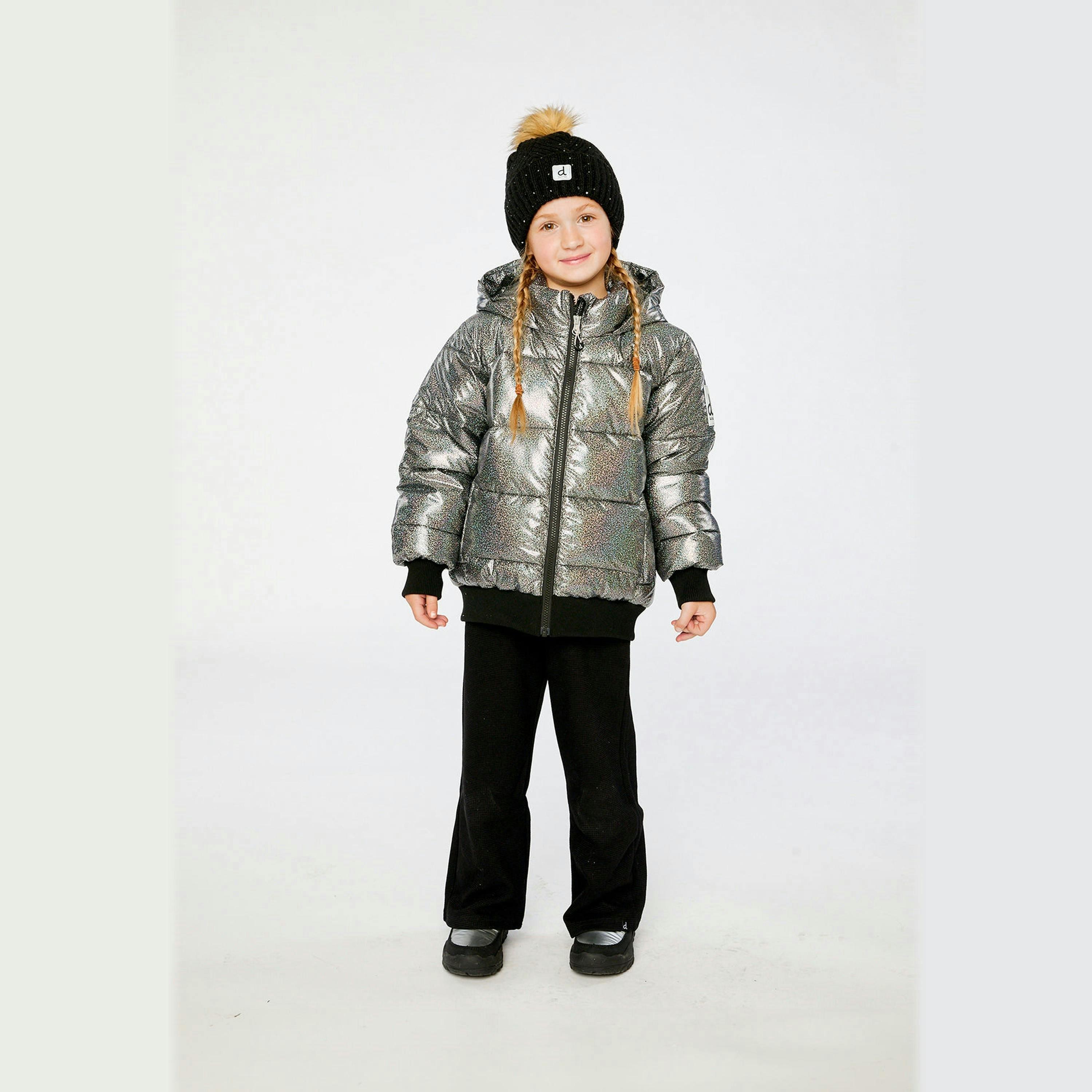 Winter Puffy Jacket Black Glitter , view 2 of 5