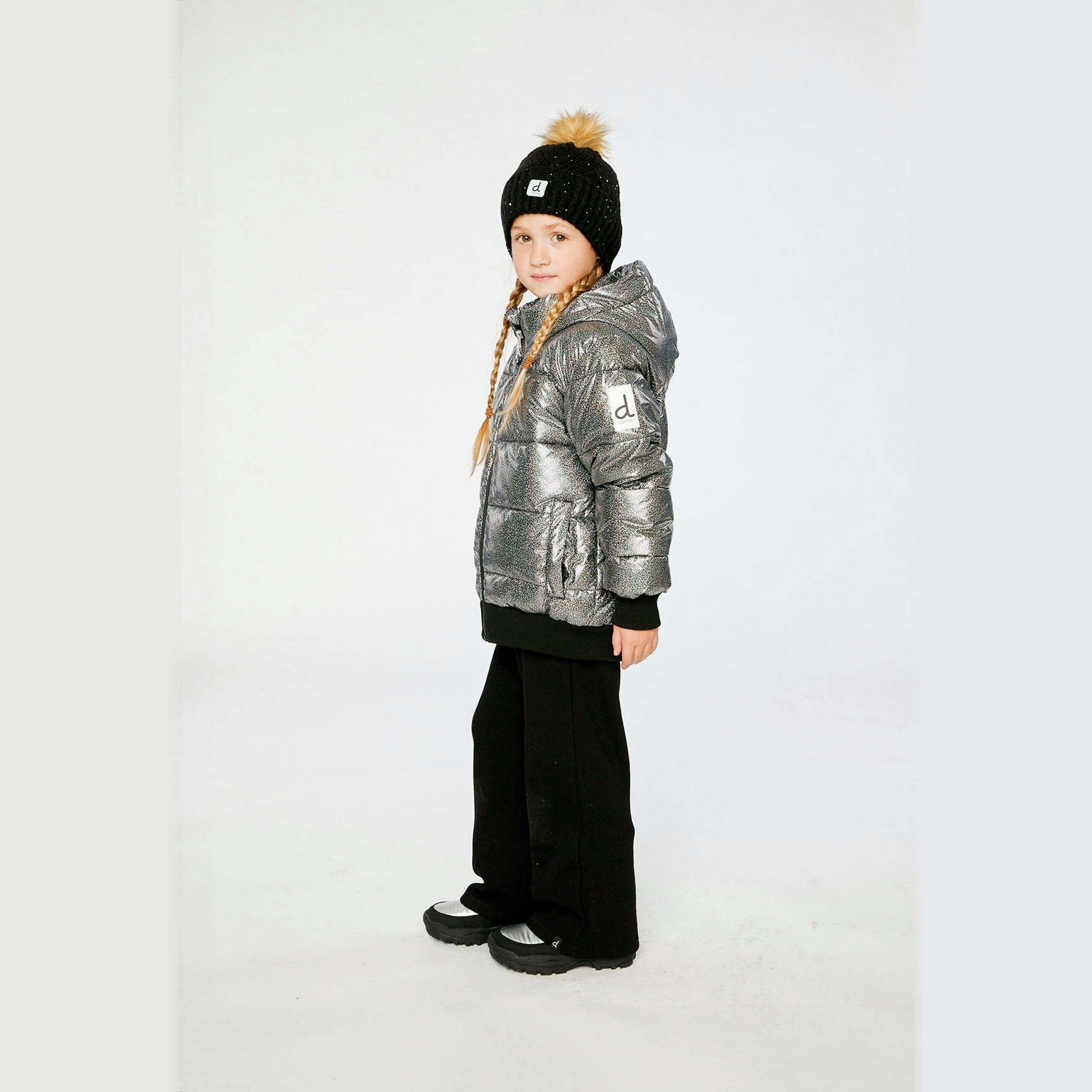 Winter Puffy Jacket Black Glitter , view 3 of 5