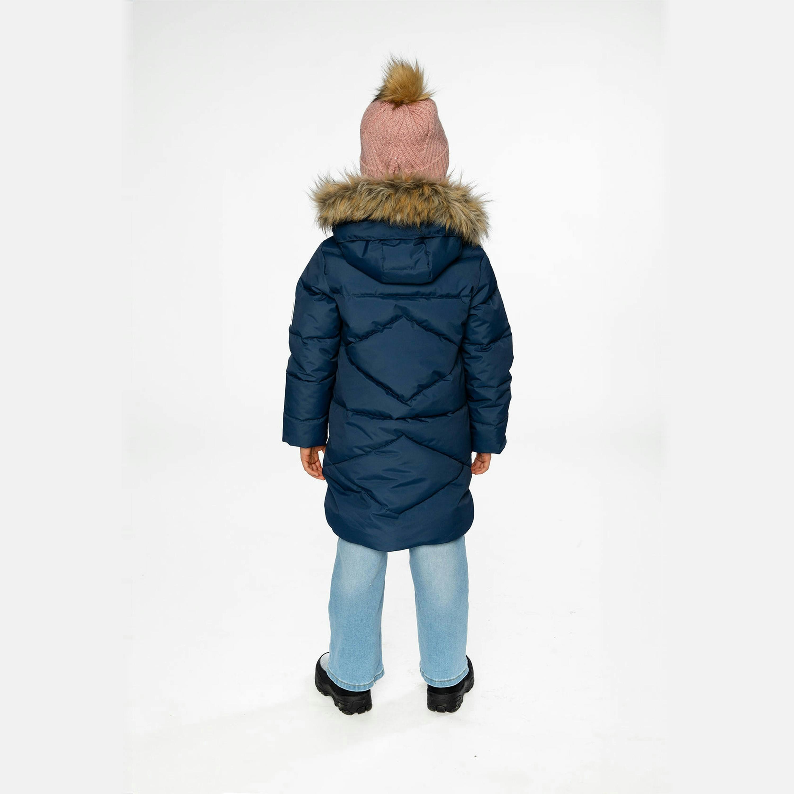 Long Winter Puffer Coat Dark Blue , view 4 of 6