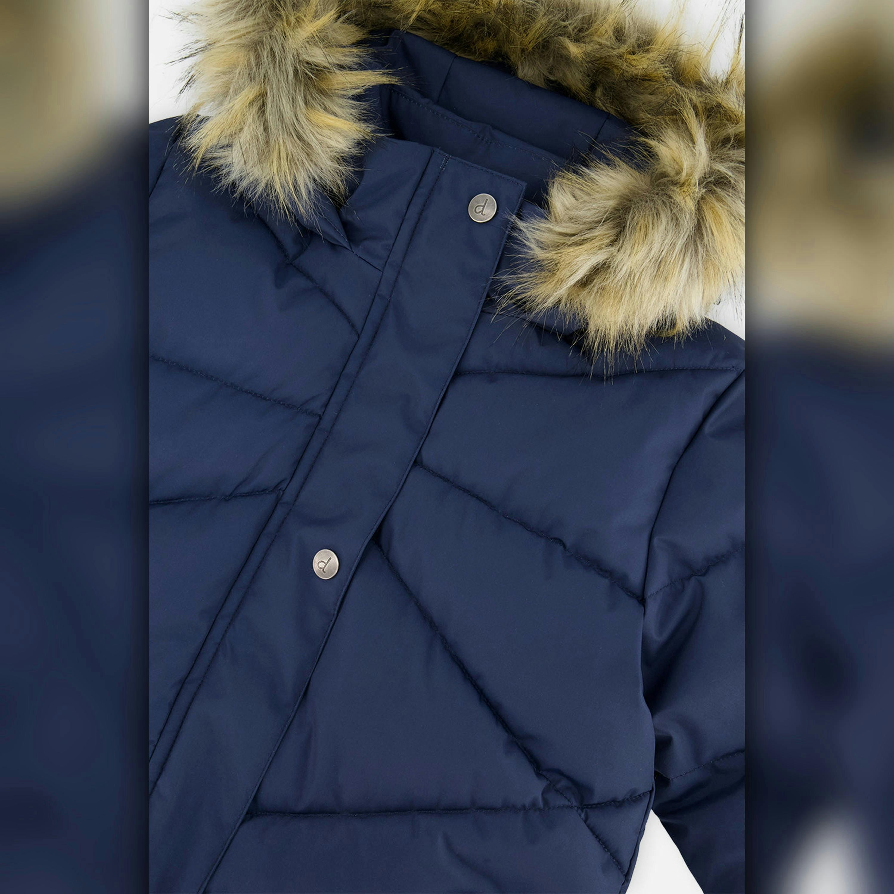 Long Winter Puffer Coat Dark Blue , view 5 of 6