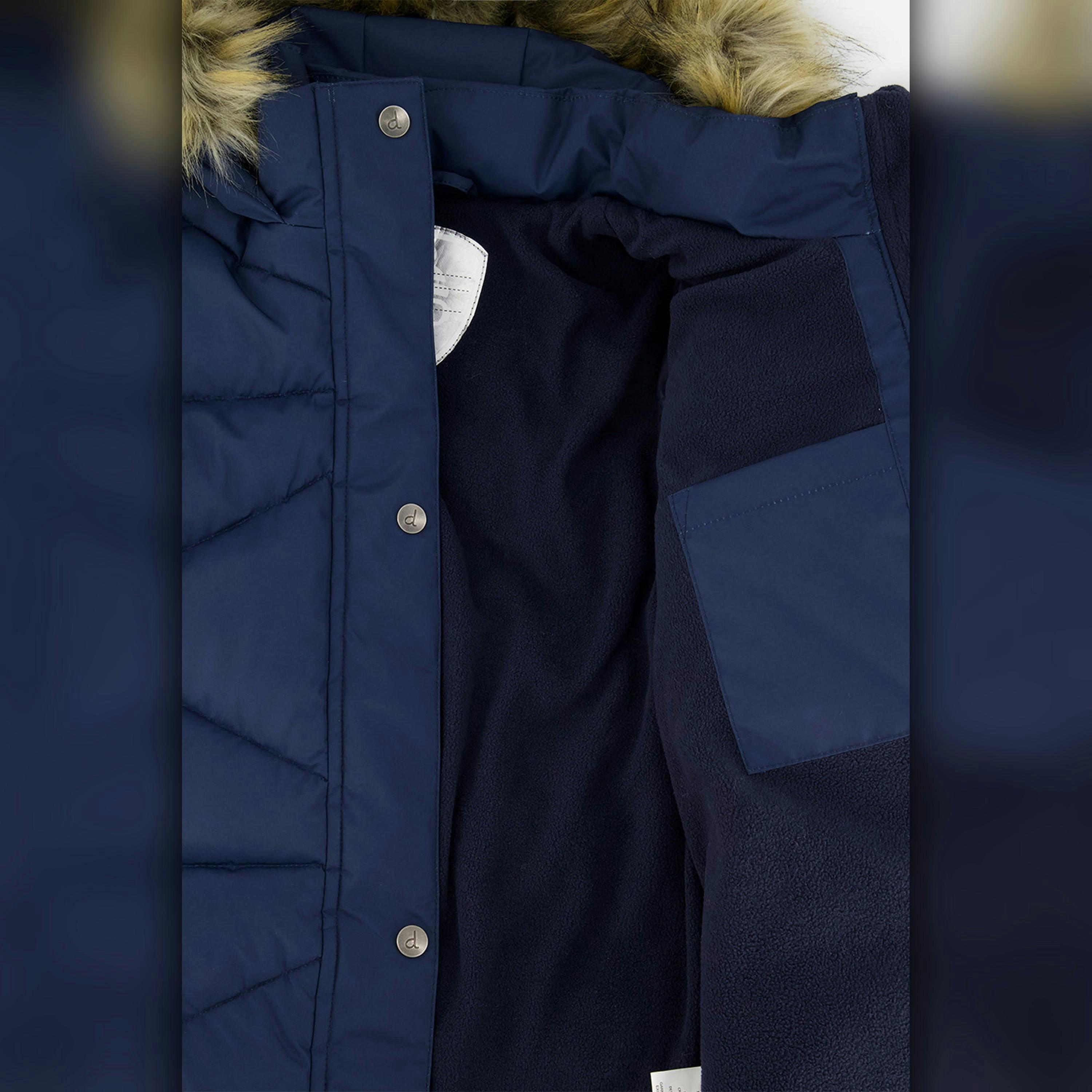 Long Winter Puffer Coat Dark Blue , view 6 of 6