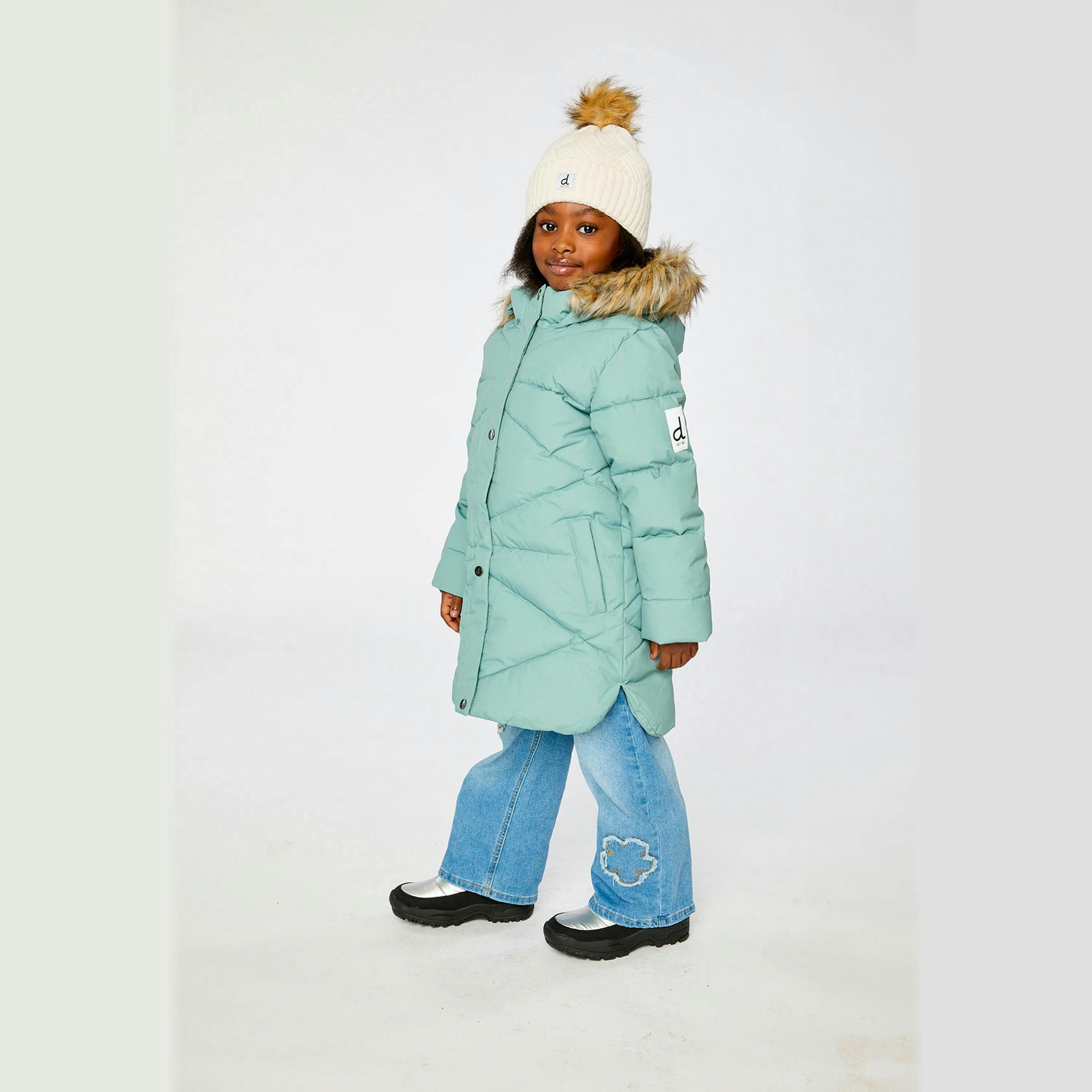 Long Winter Puffer Coat Sage Green , view 3 of 6