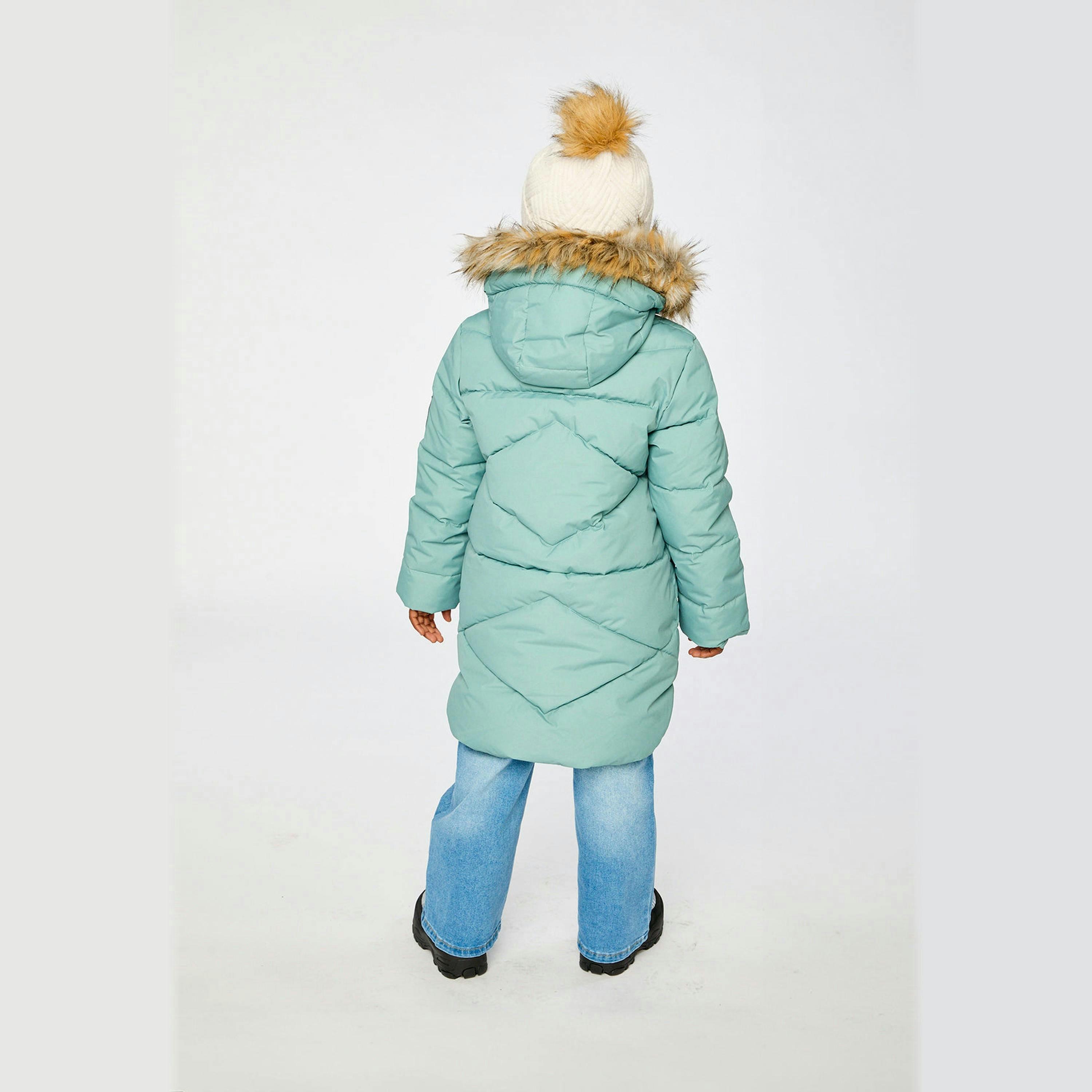 Long Winter Puffer Coat Sage Green , view 4 of 6