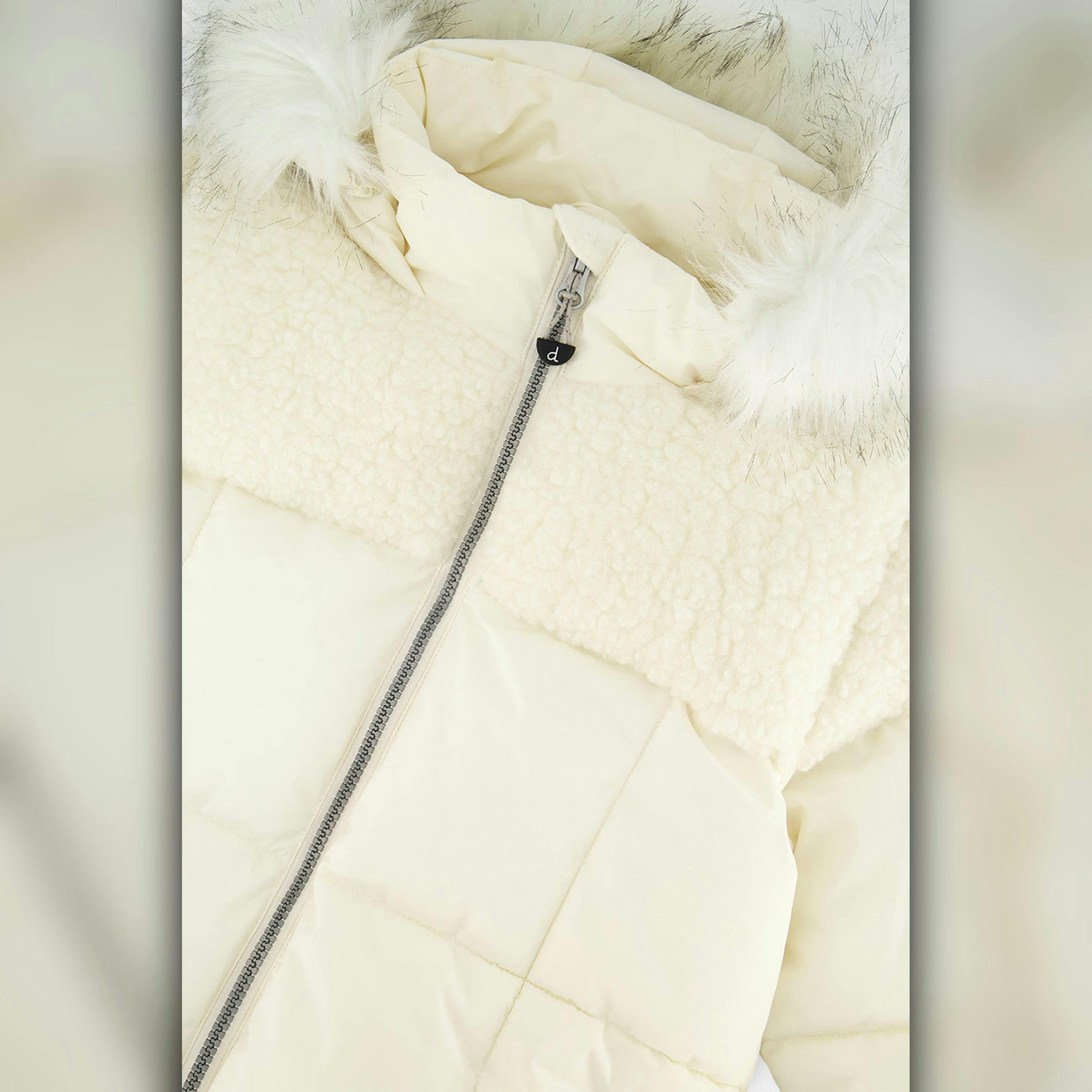 Long Winter Puffer Coat Off-White , view 3 of 4