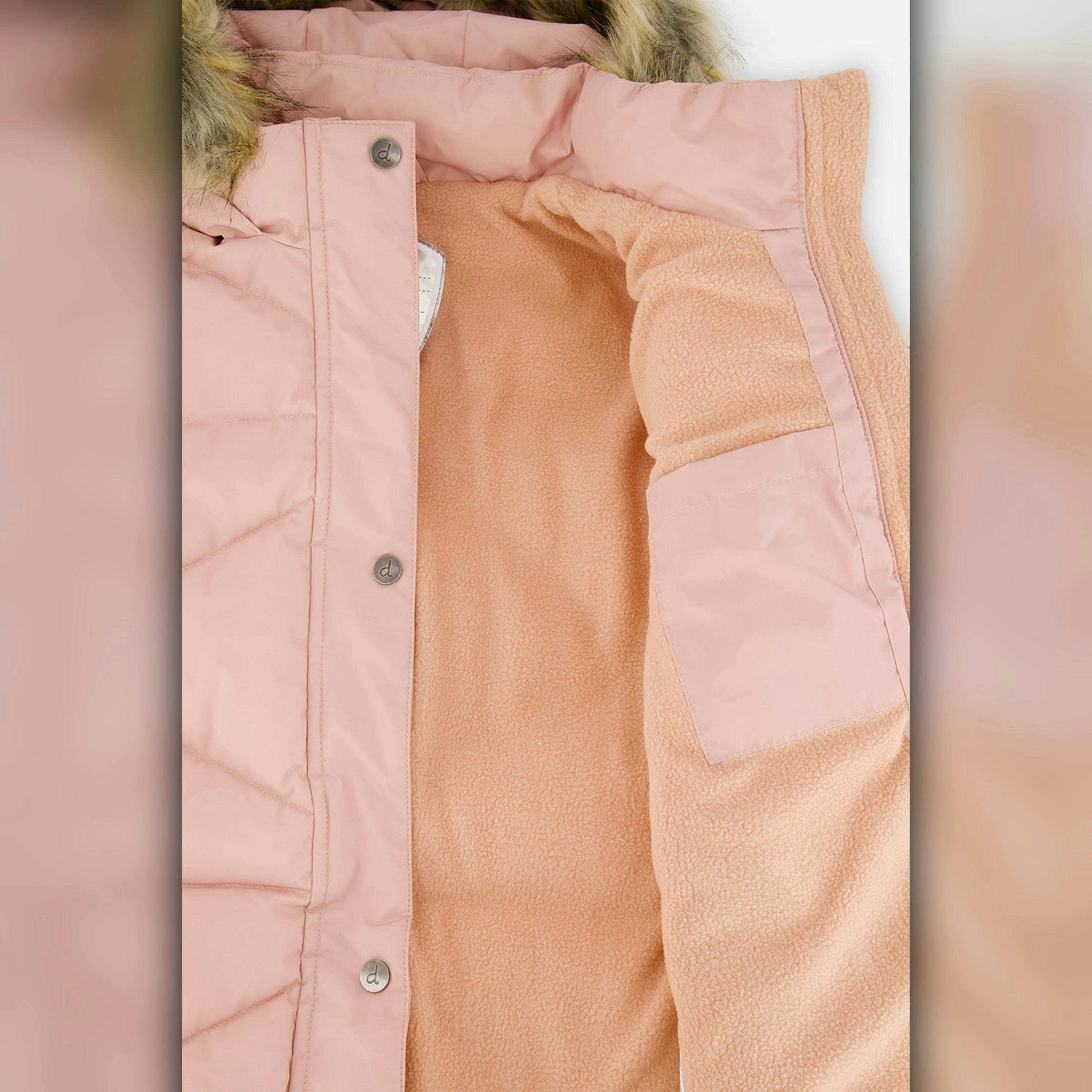 Long Winter Puffer Coat Pale Dusty Pink , view 6 of 6