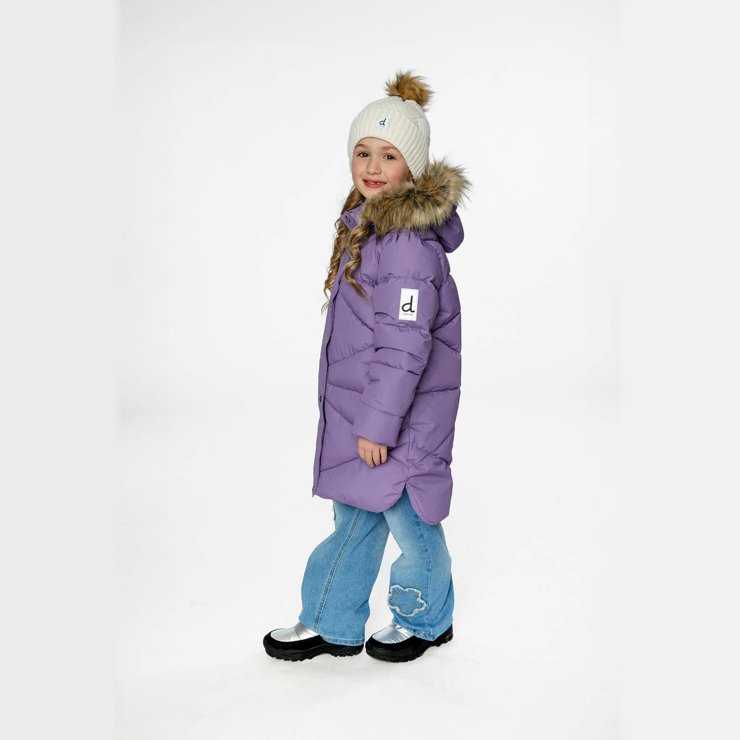 Long Winter Puffer Coat Violet , view 3 of 5