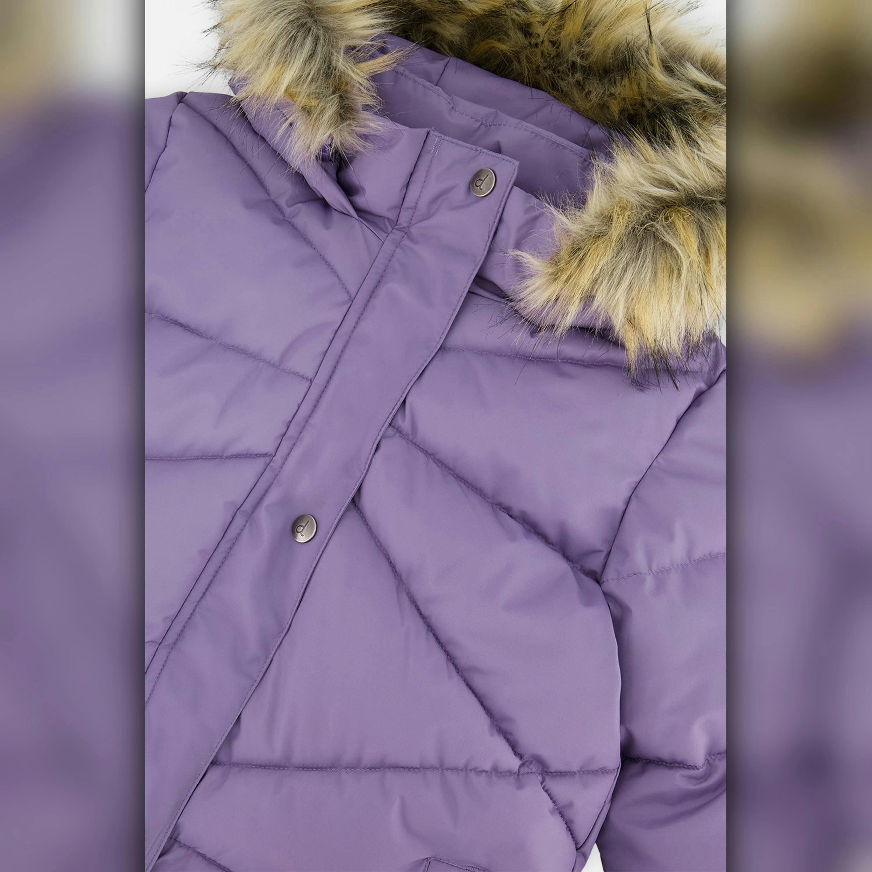 Long Winter Puffer Coat Violet , view 4 of 5