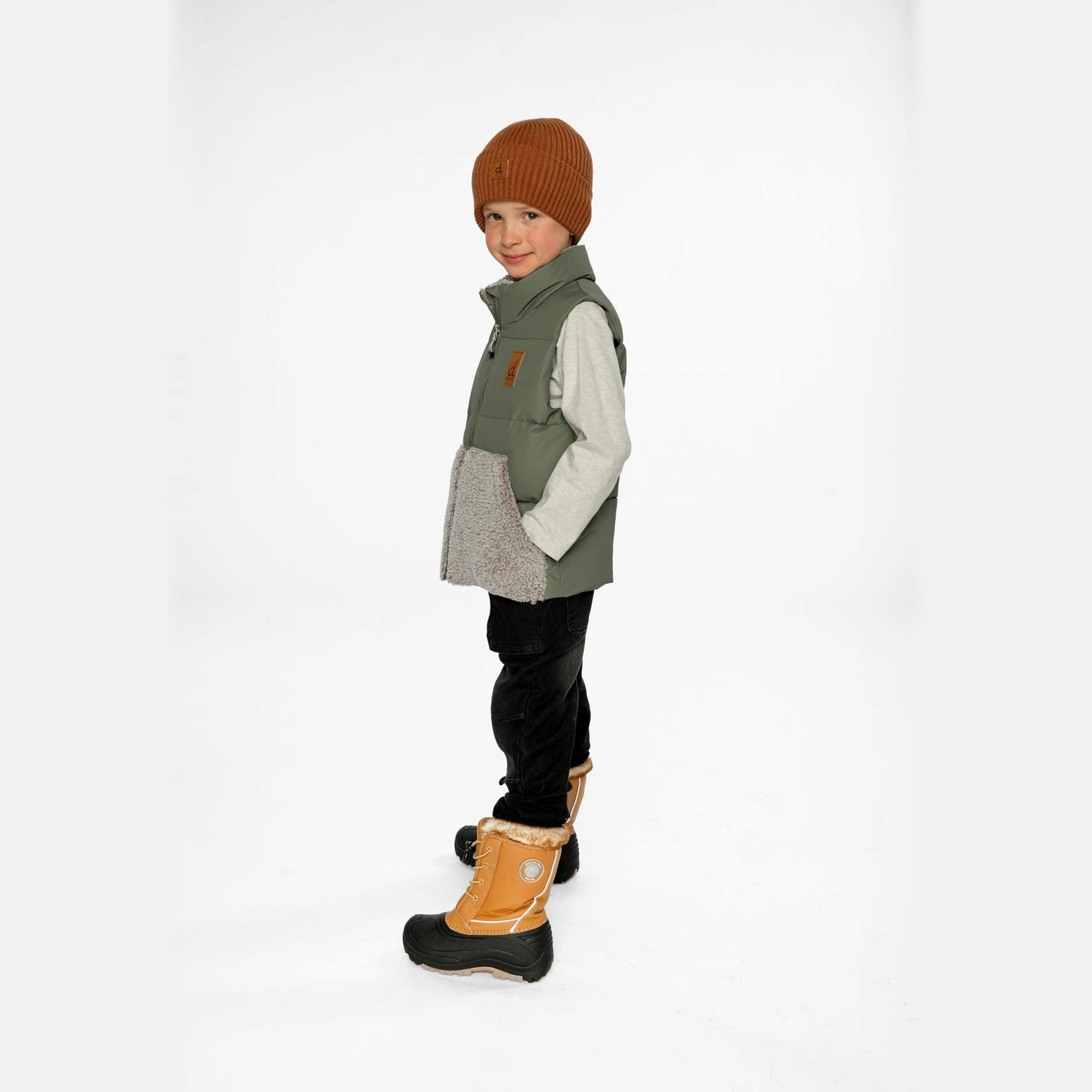 Sleeveless Mid-Season Vest Olive Green , view 3 of 5