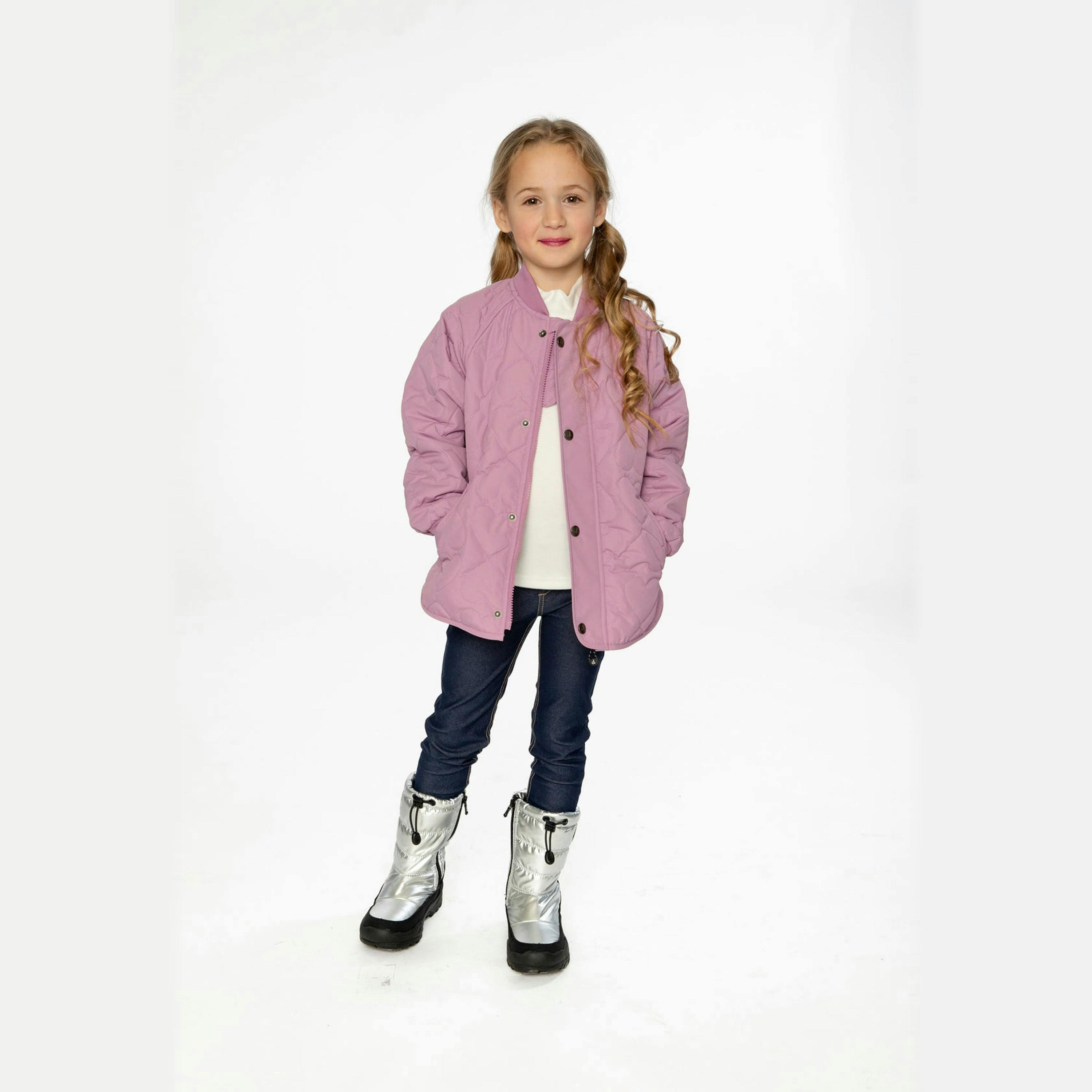 Quilted Raglan Sleeve Jacket Mauve Pink , view 2 of 6