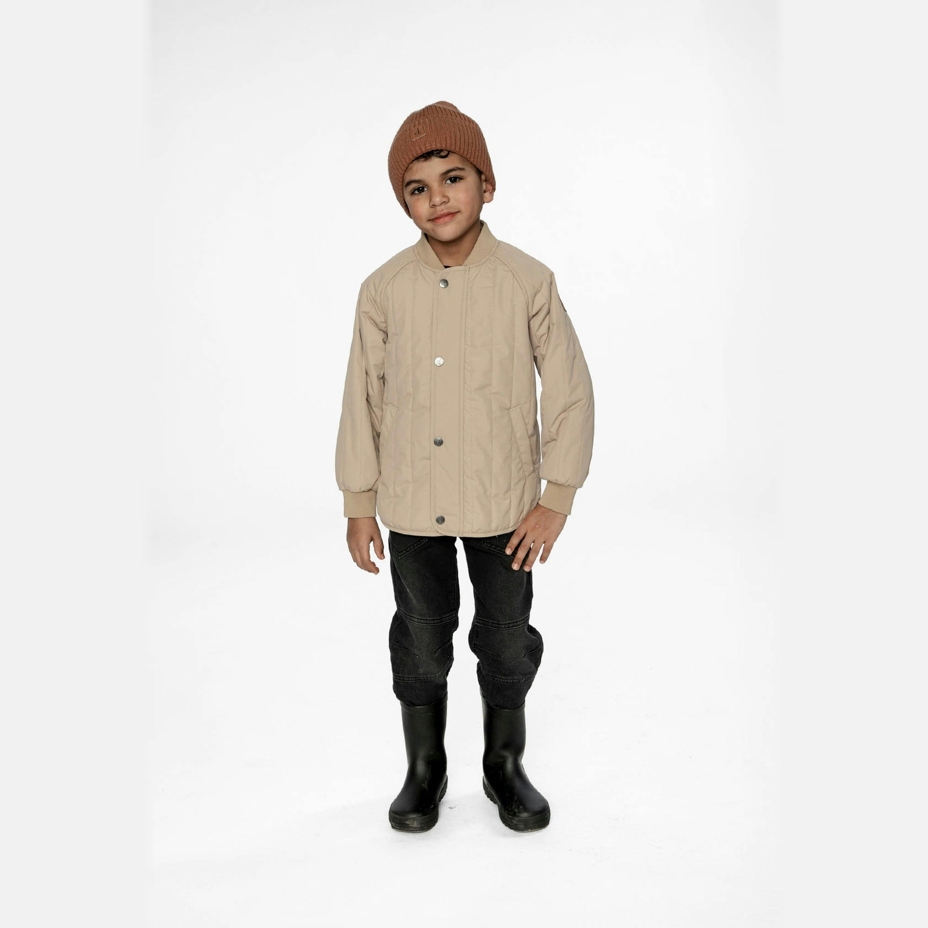Quilted Raglan Sleeve Jacket Beige , view 2 of 6