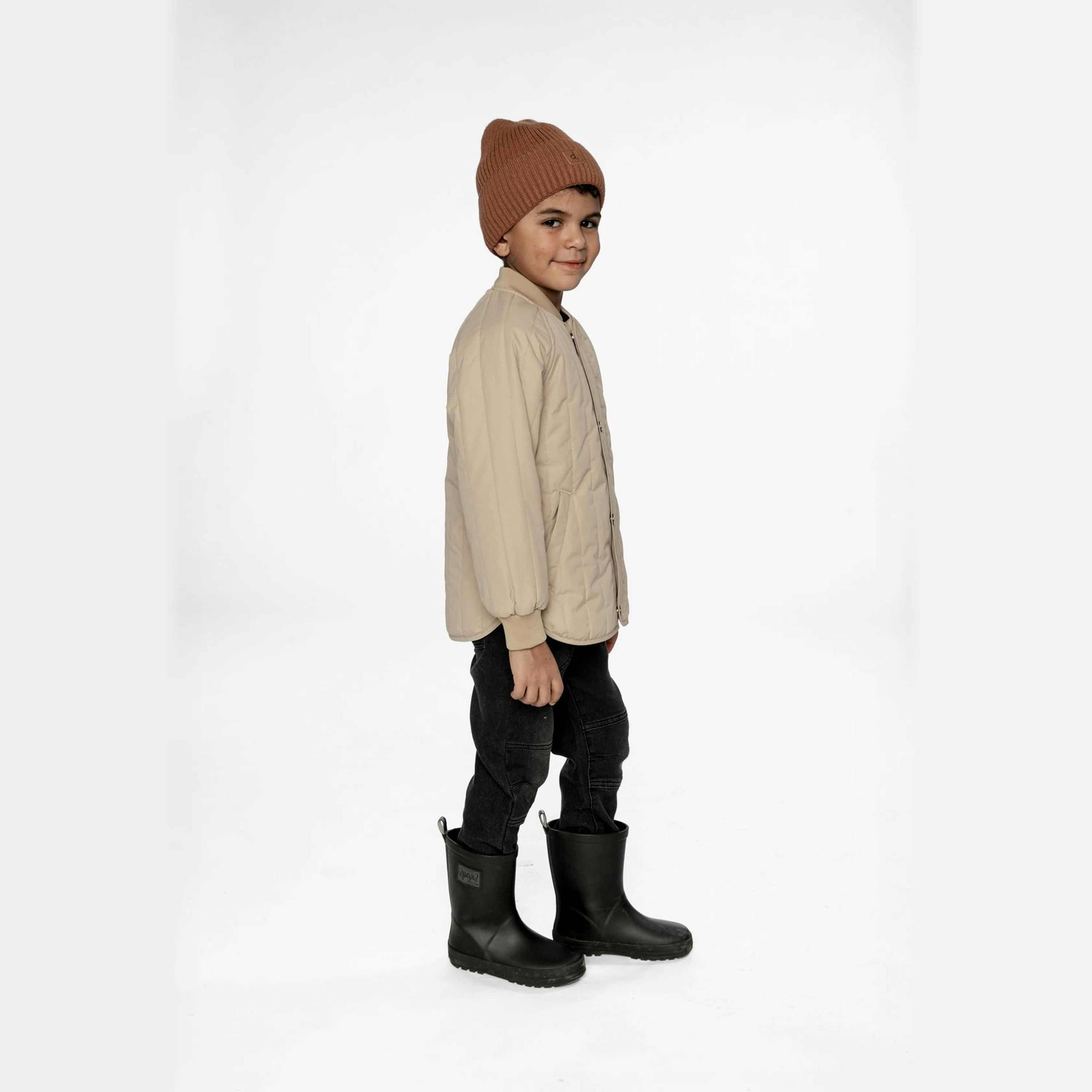 Quilted Raglan Sleeve Jacket Beige , view 3 of 6
