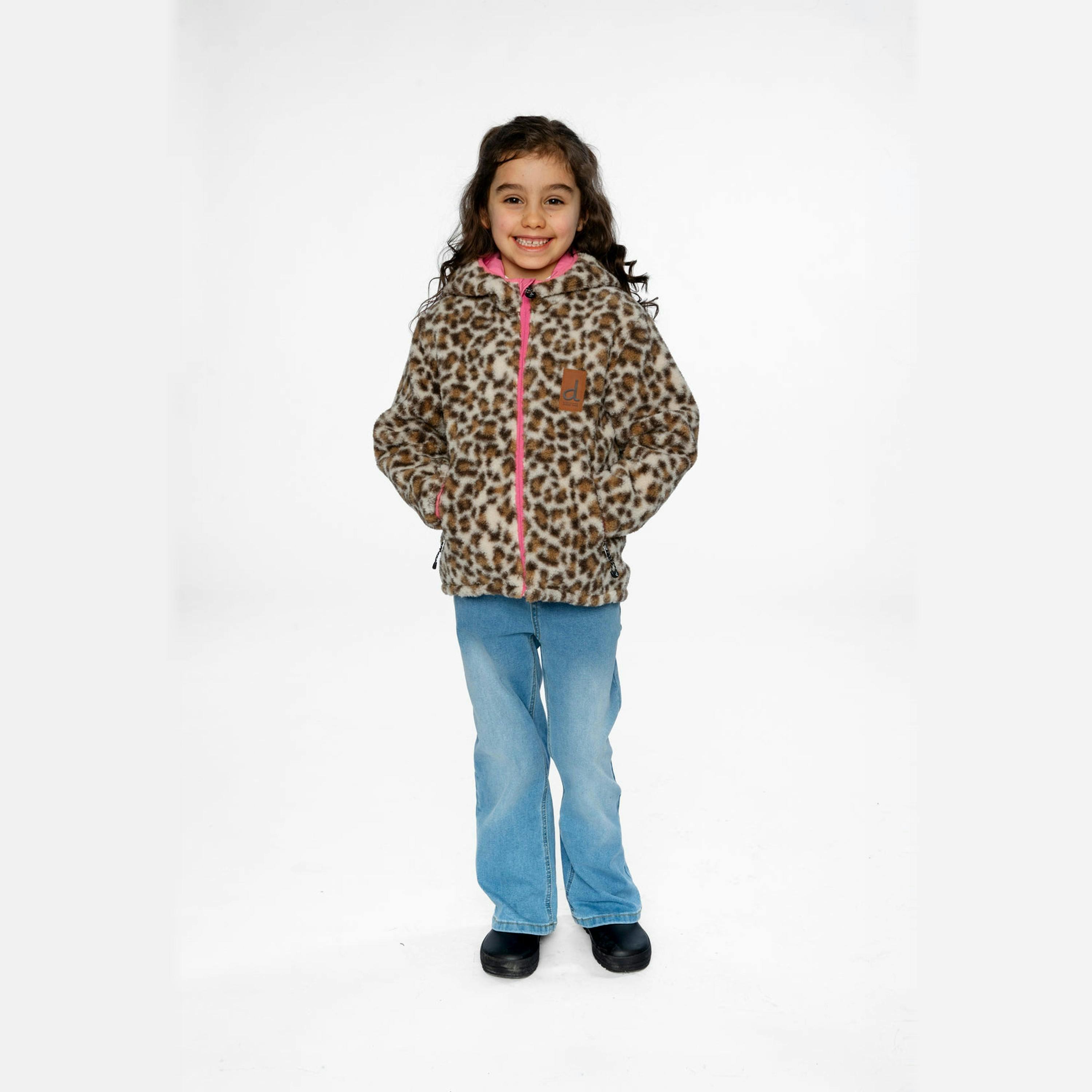 Reversible Mid-Season Jacket Pink And Leopard , view 2 of 6