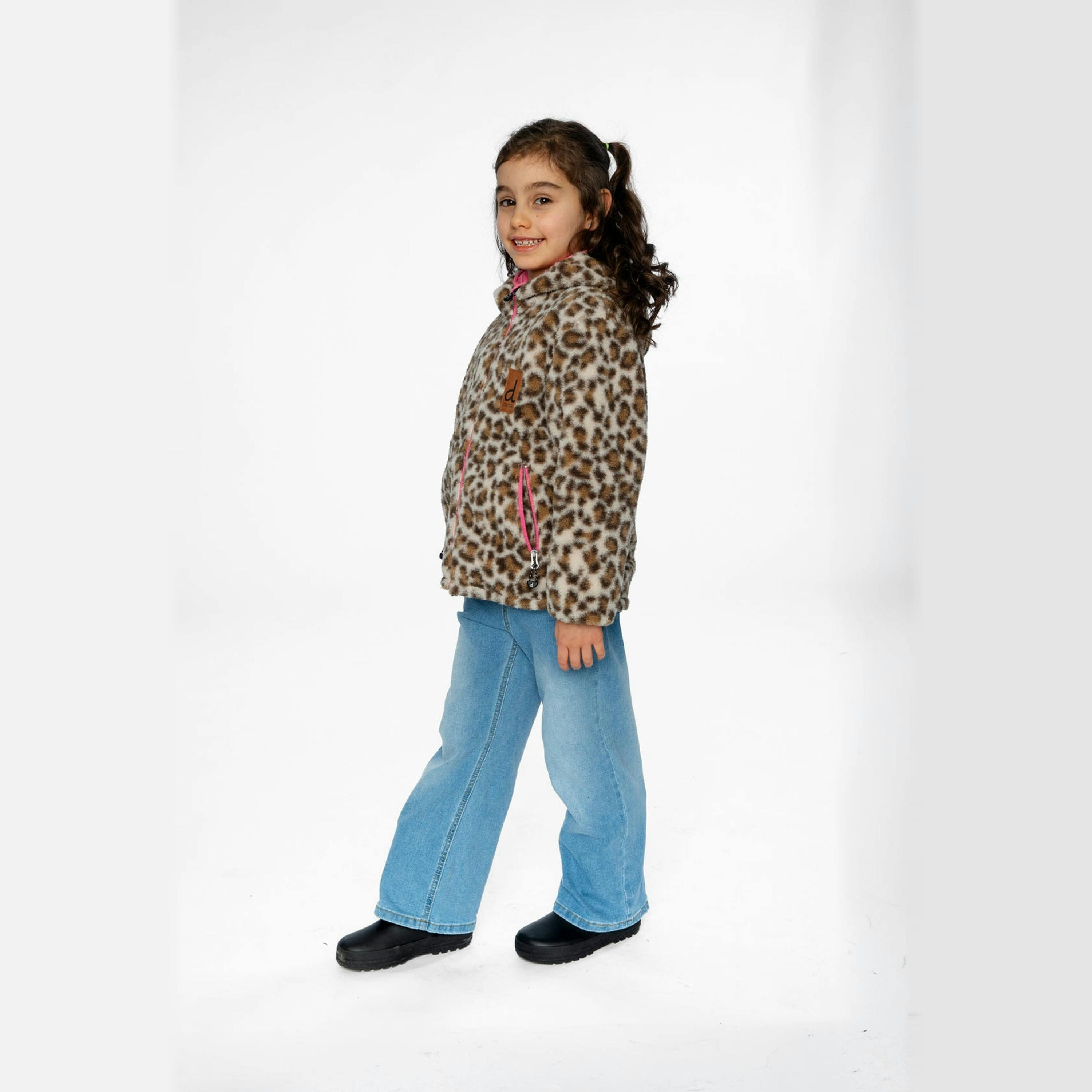 Reversible Mid-Season Jacket Pink And Leopard , view 3 of 6