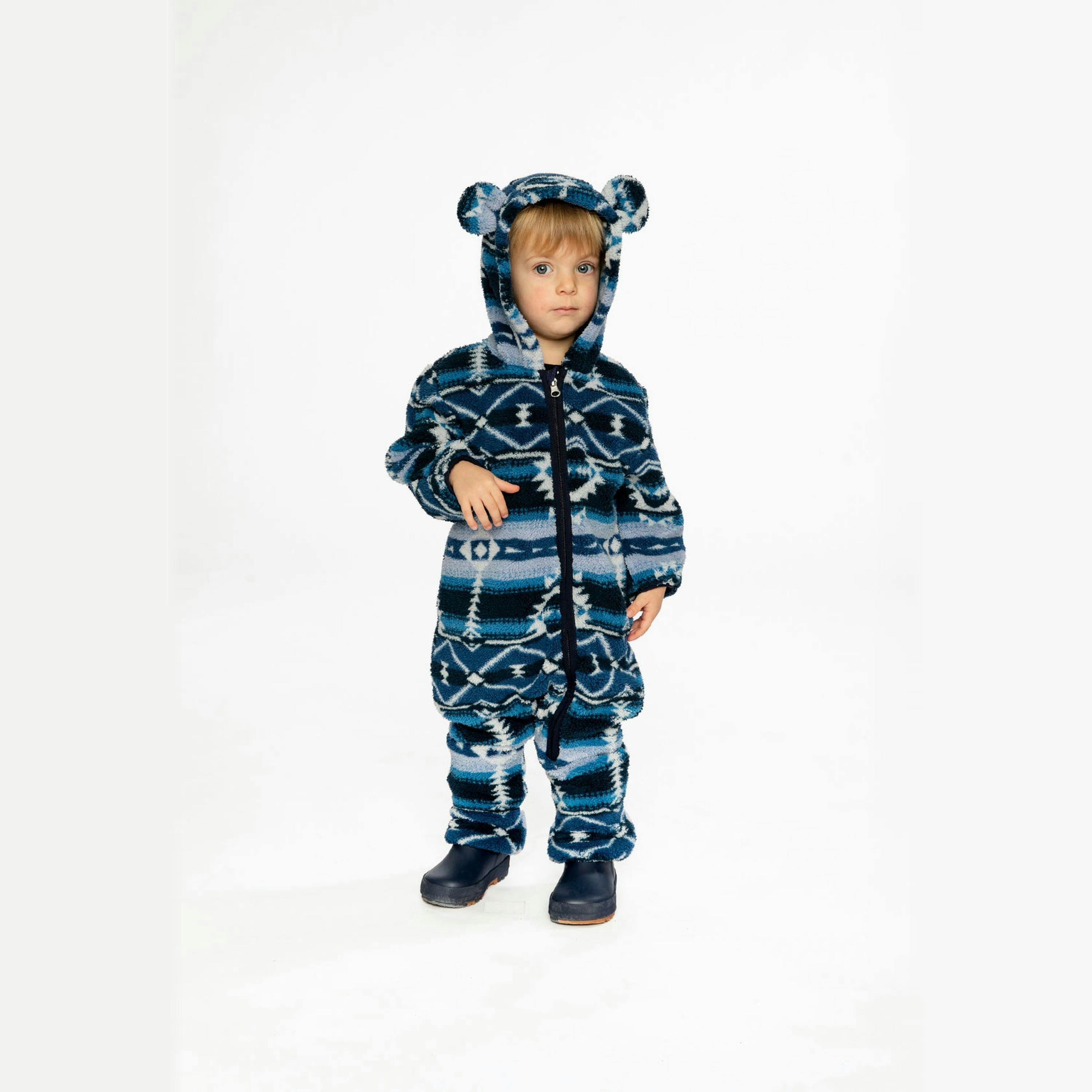 Baby Mid-Season Plush One-Piece Outerwear Aztec Blue , view 2 of 5