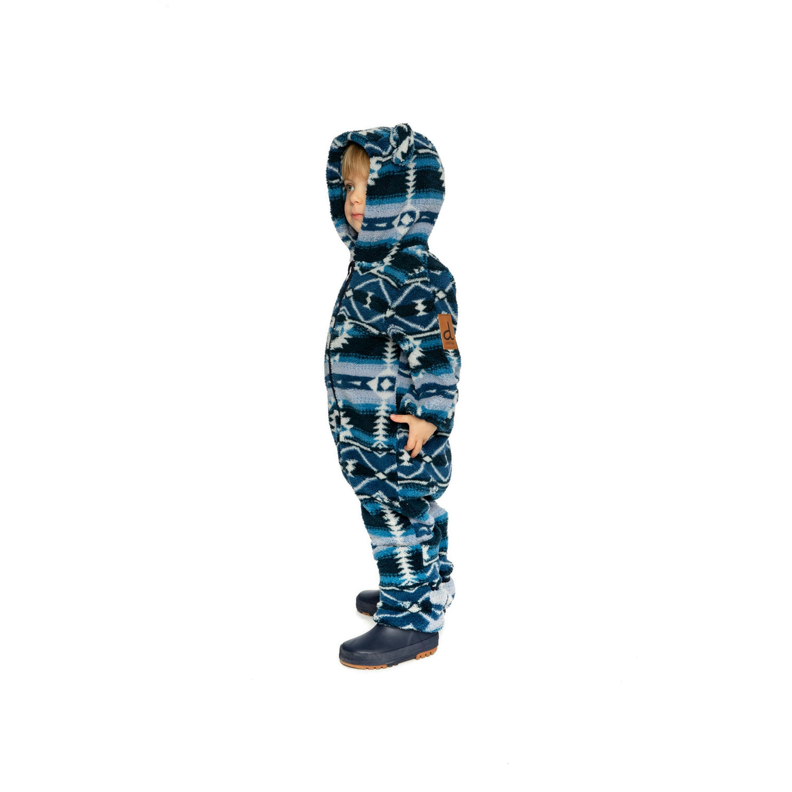 Baby Mid-Season Plush One-Piece Outerwear Aztec Blue , view 3 of 5