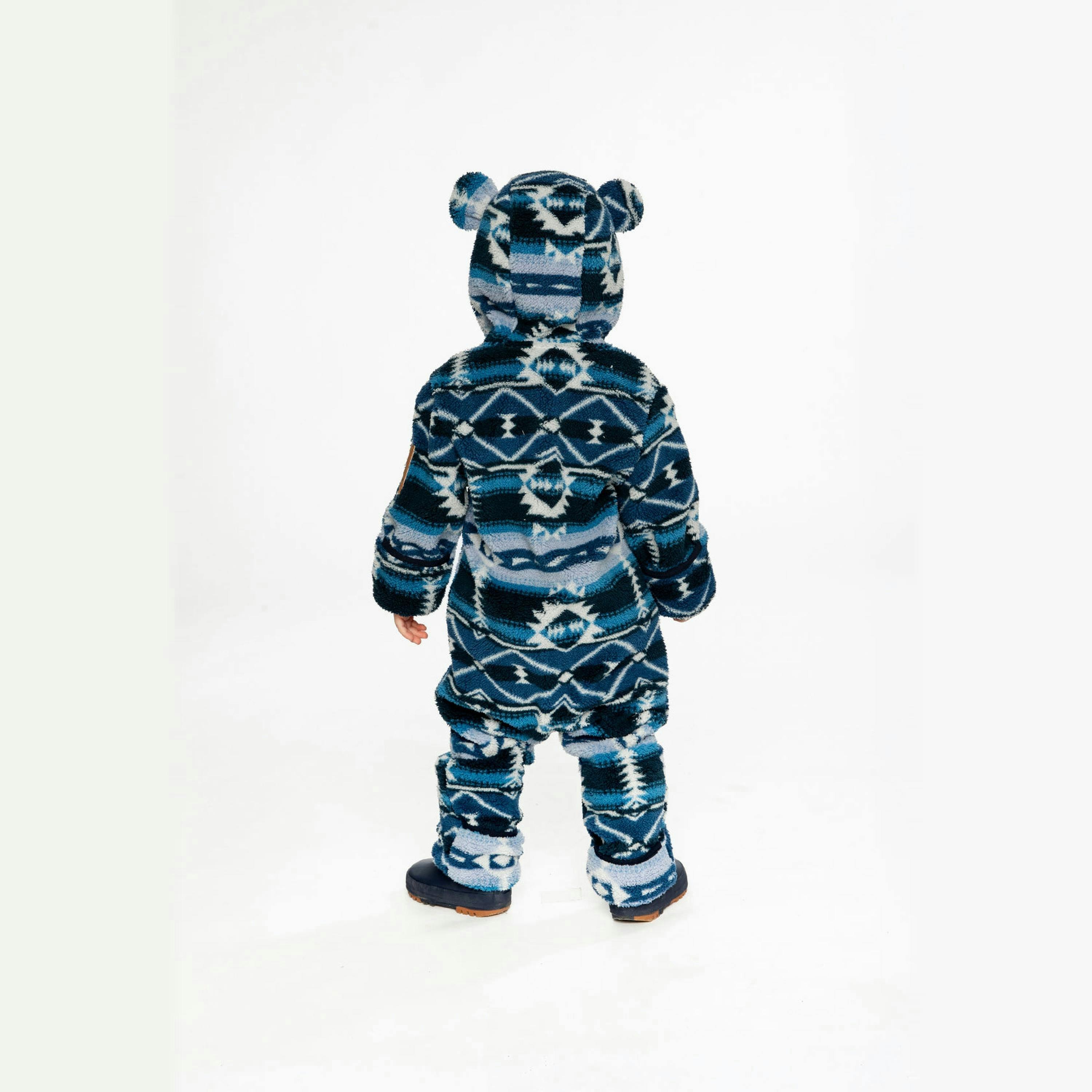 Baby Mid-Season Plush One-Piece Outerwear Aztec Blue , view 4 of 5