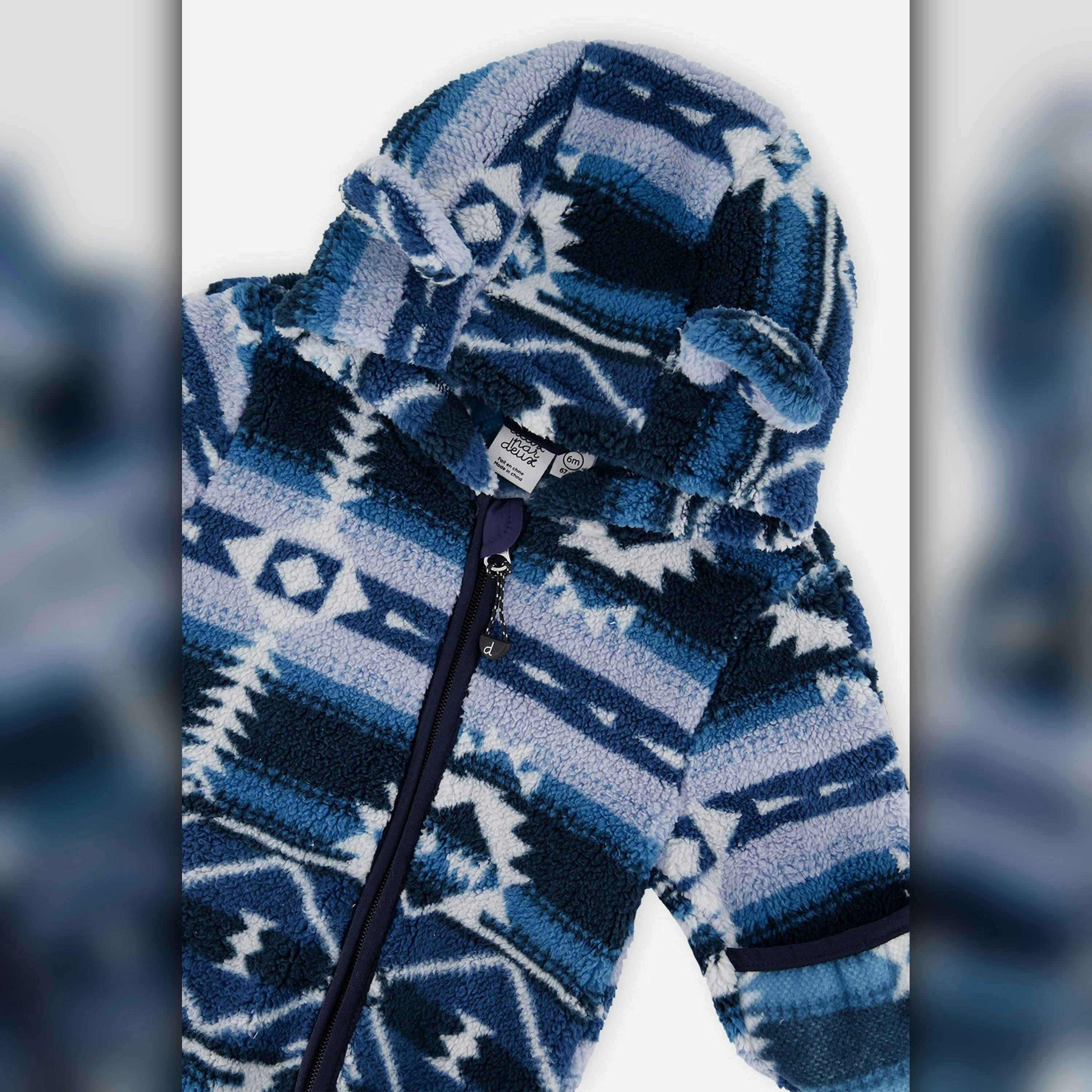 Baby Mid-Season Plush One-Piece Outerwear Aztec Blue , view 5 of 5