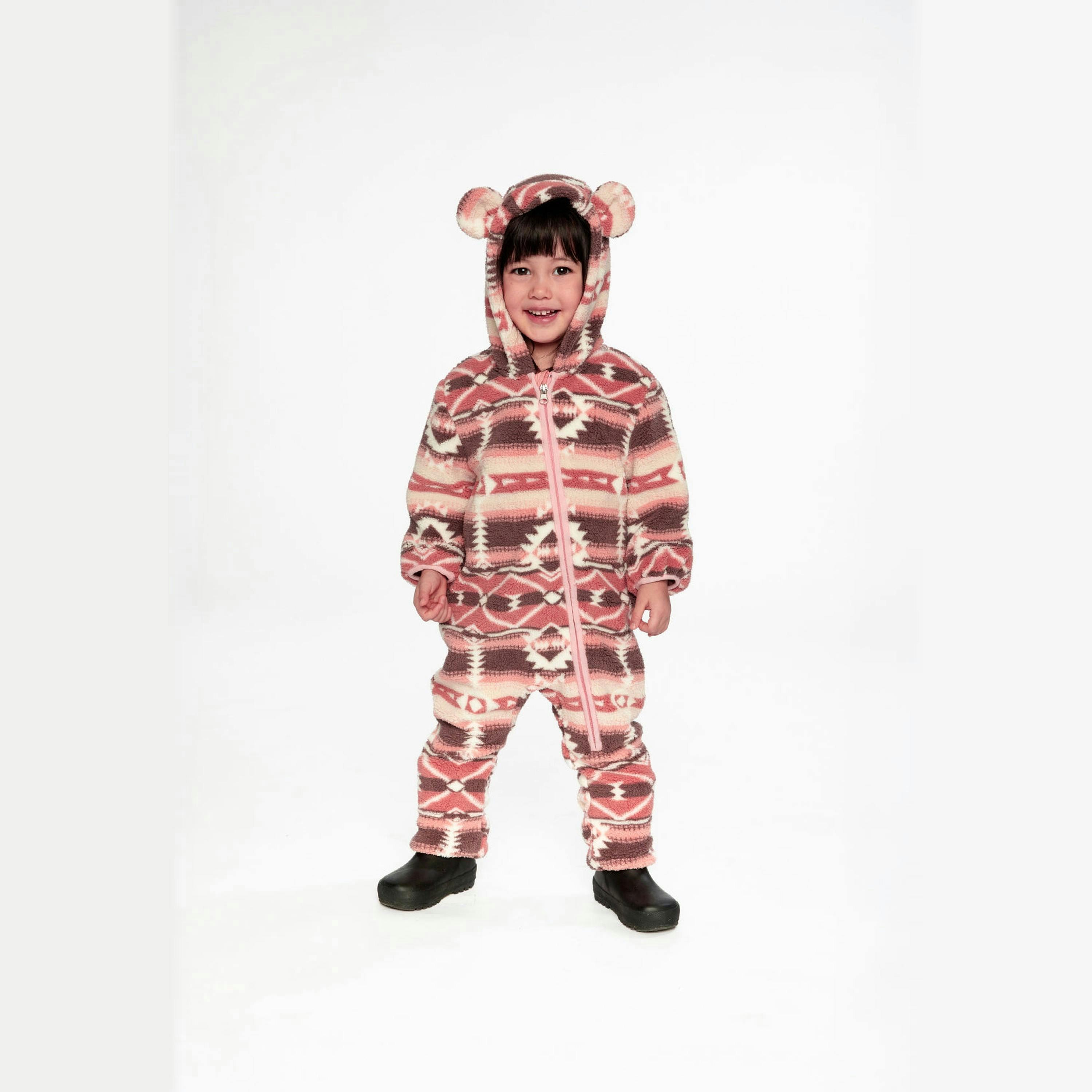 Baby Mid-Season Plush One-Piece Outerwear Aztec Pink , view 2 of 5