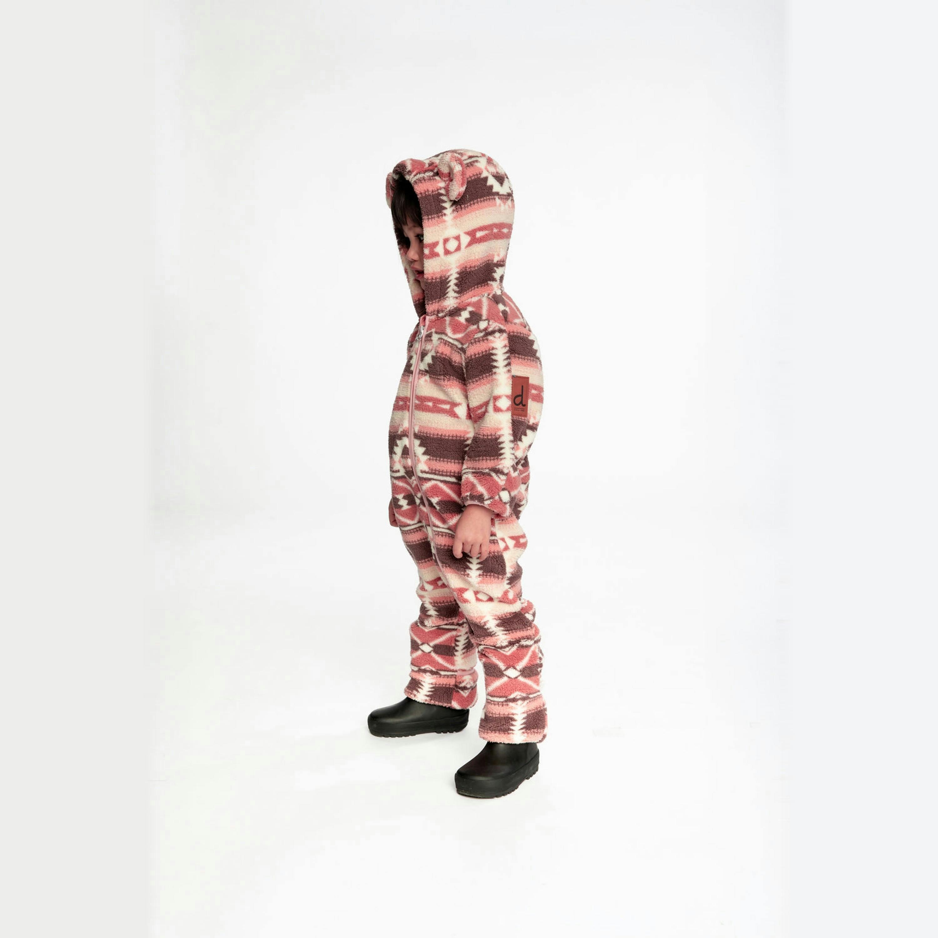 Baby Mid-Season Plush One-Piece Outerwear Aztec Pink , view 3 of 5