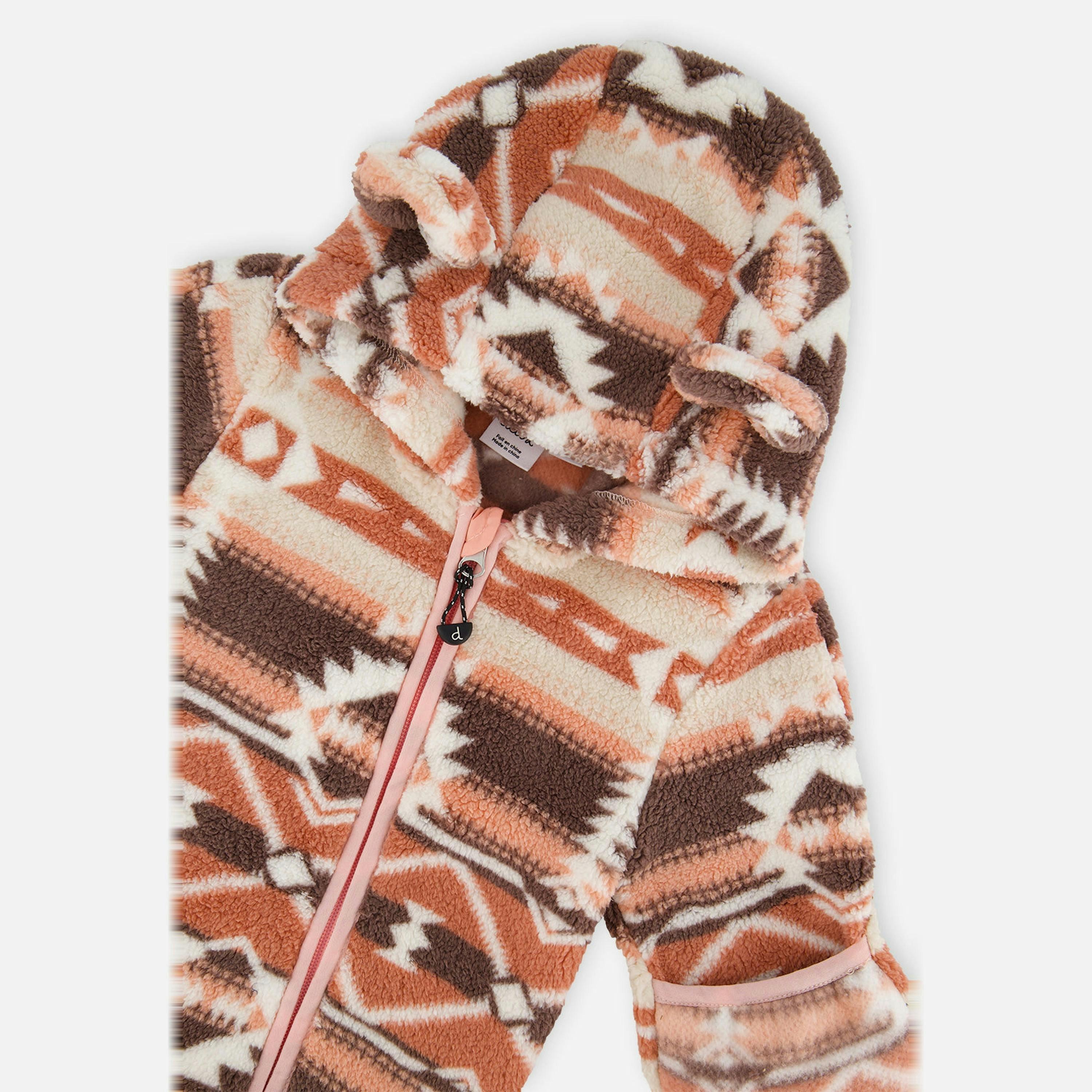 Baby Mid-Season Plush One-Piece Outerwear Aztec Pink , view 5 of 5