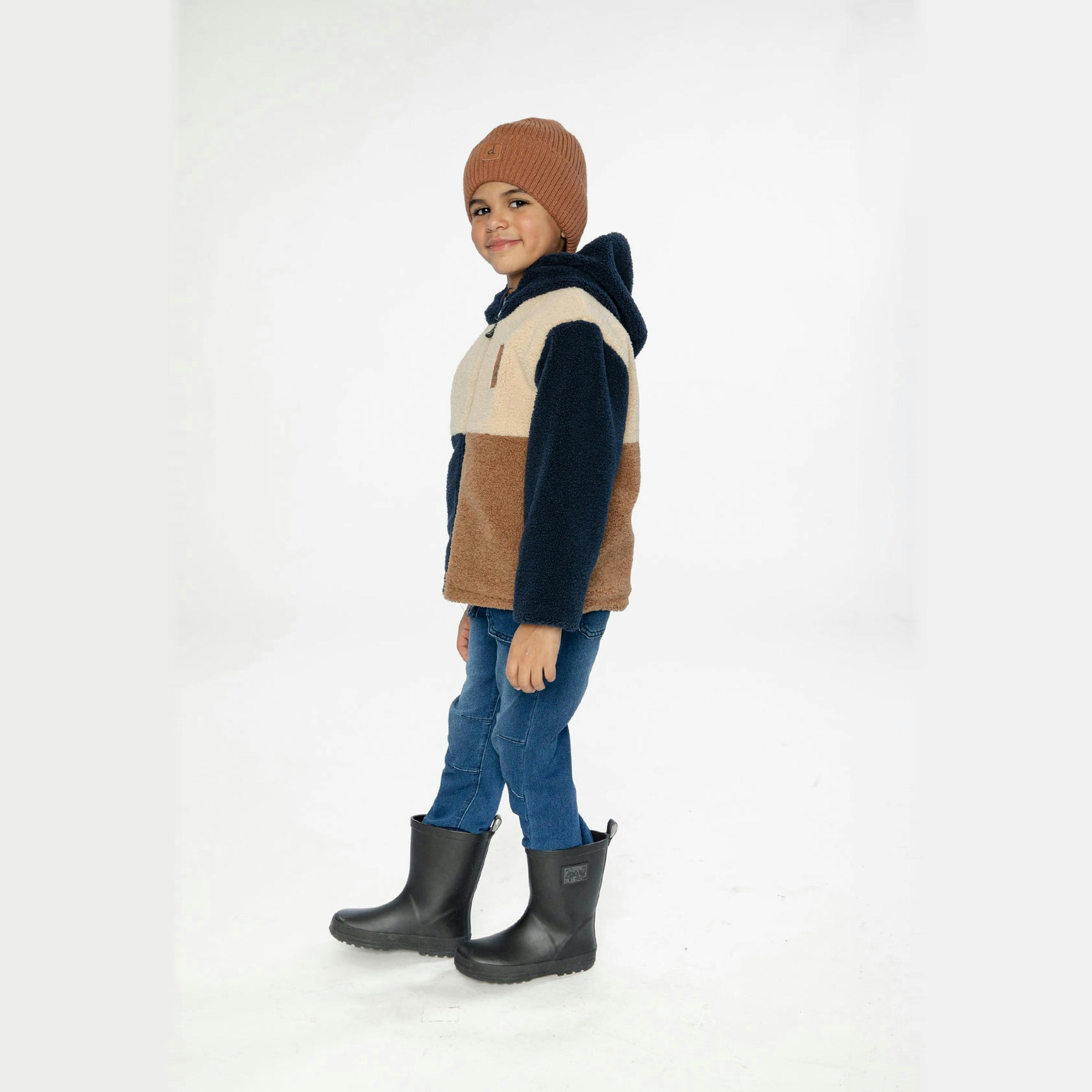 Reversible Mid-Season Jacket Dark Blue, Beige And Brown , view 3 of 6