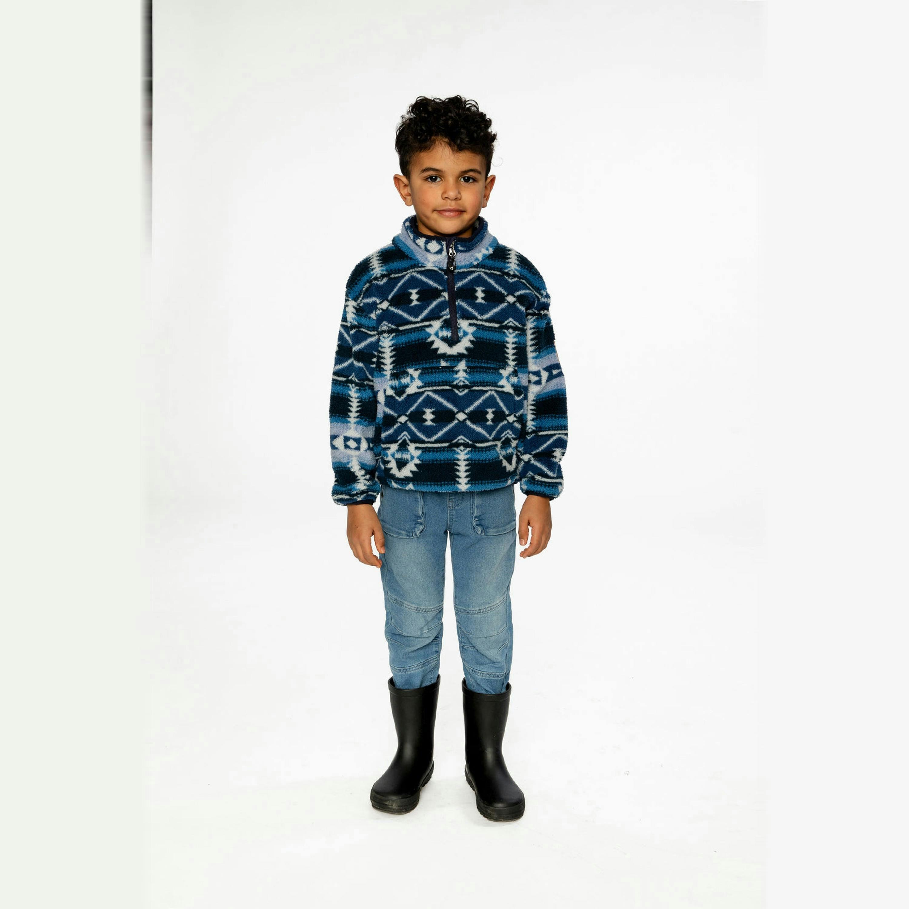 Mid-Season Plush Pullover Jacket Aztec Blue , view 2 of 5