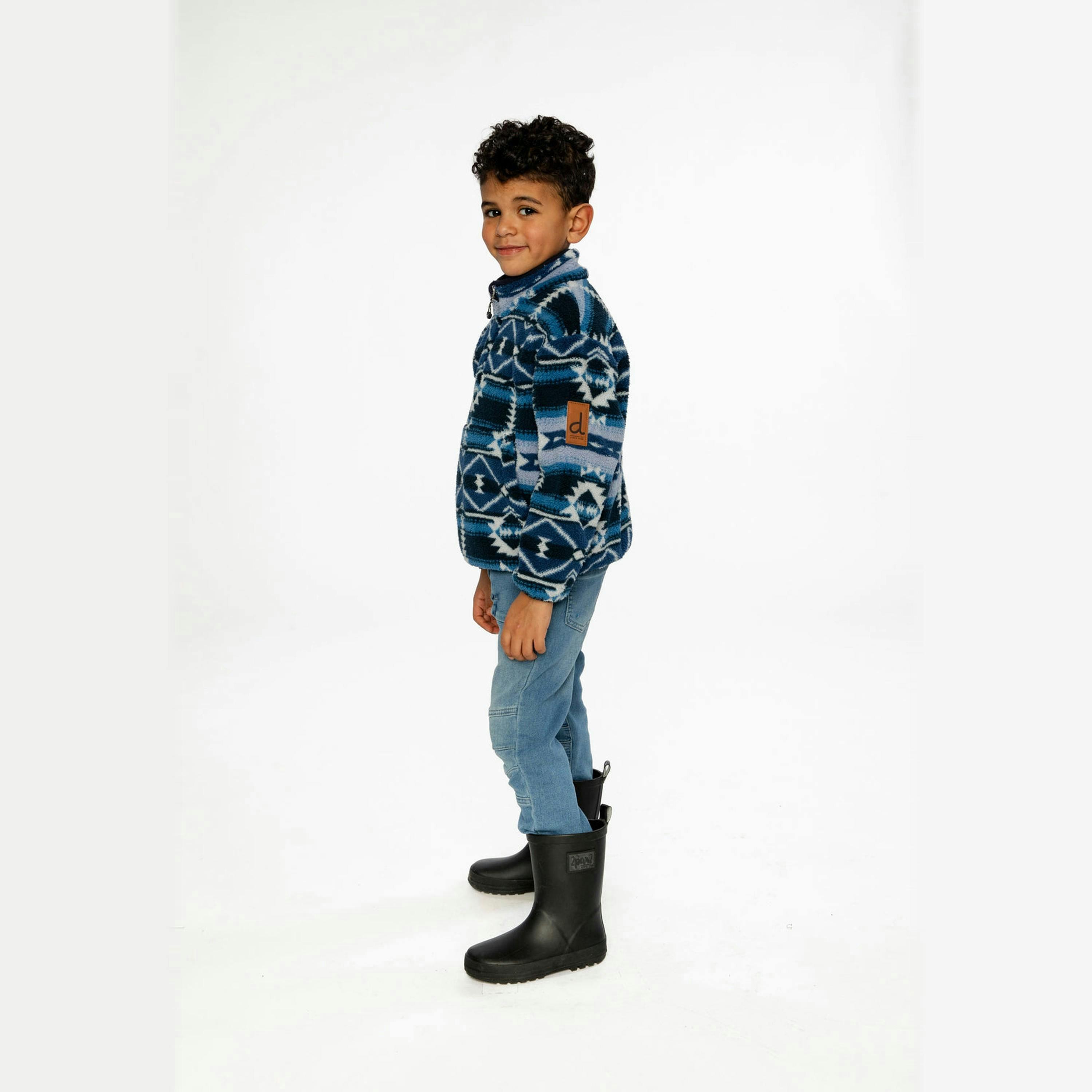 Mid-Season Plush Pullover Jacket Aztec Blue , view 3 of 5