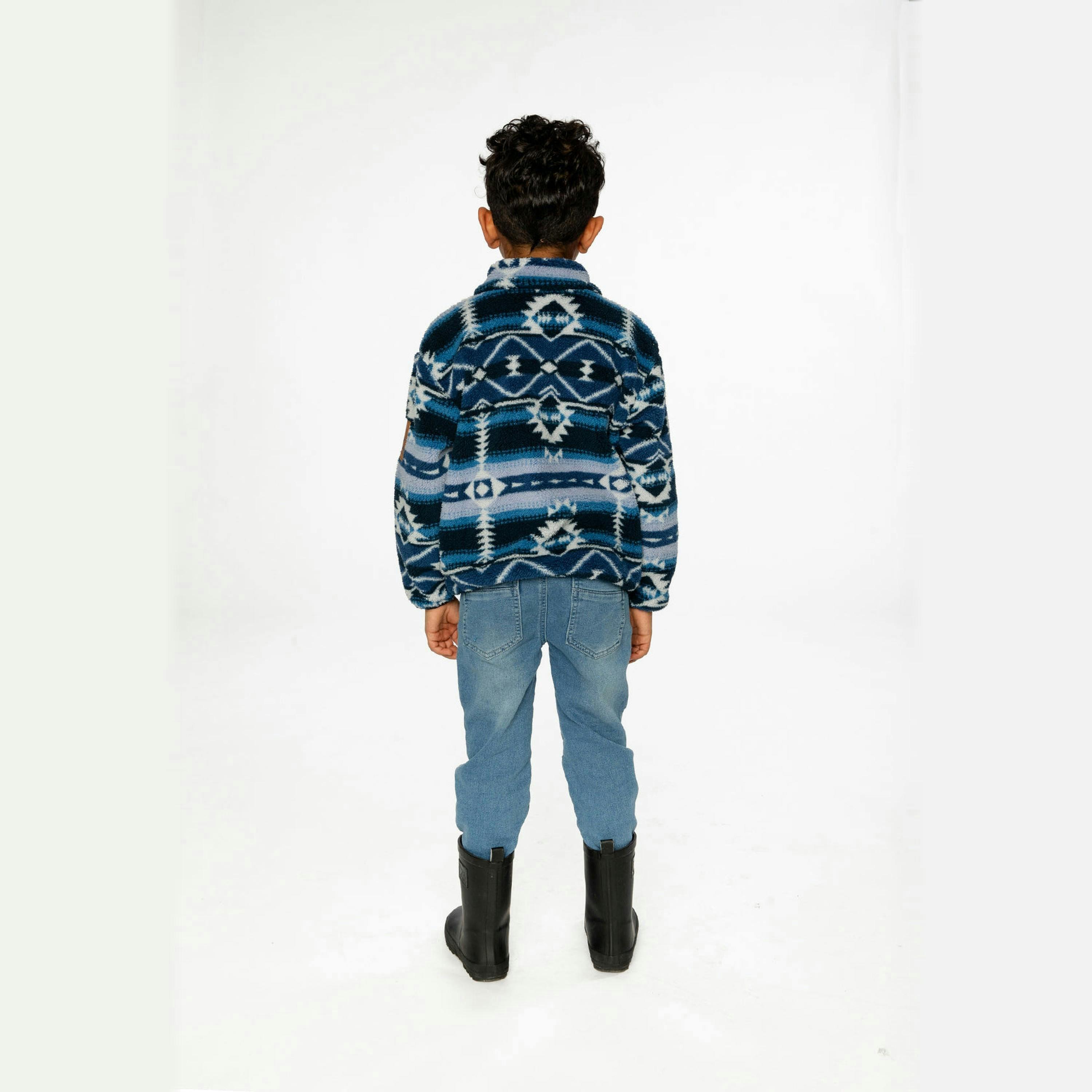 Mid-Season Plush Pullover Jacket Aztec Blue , view 4 of 5